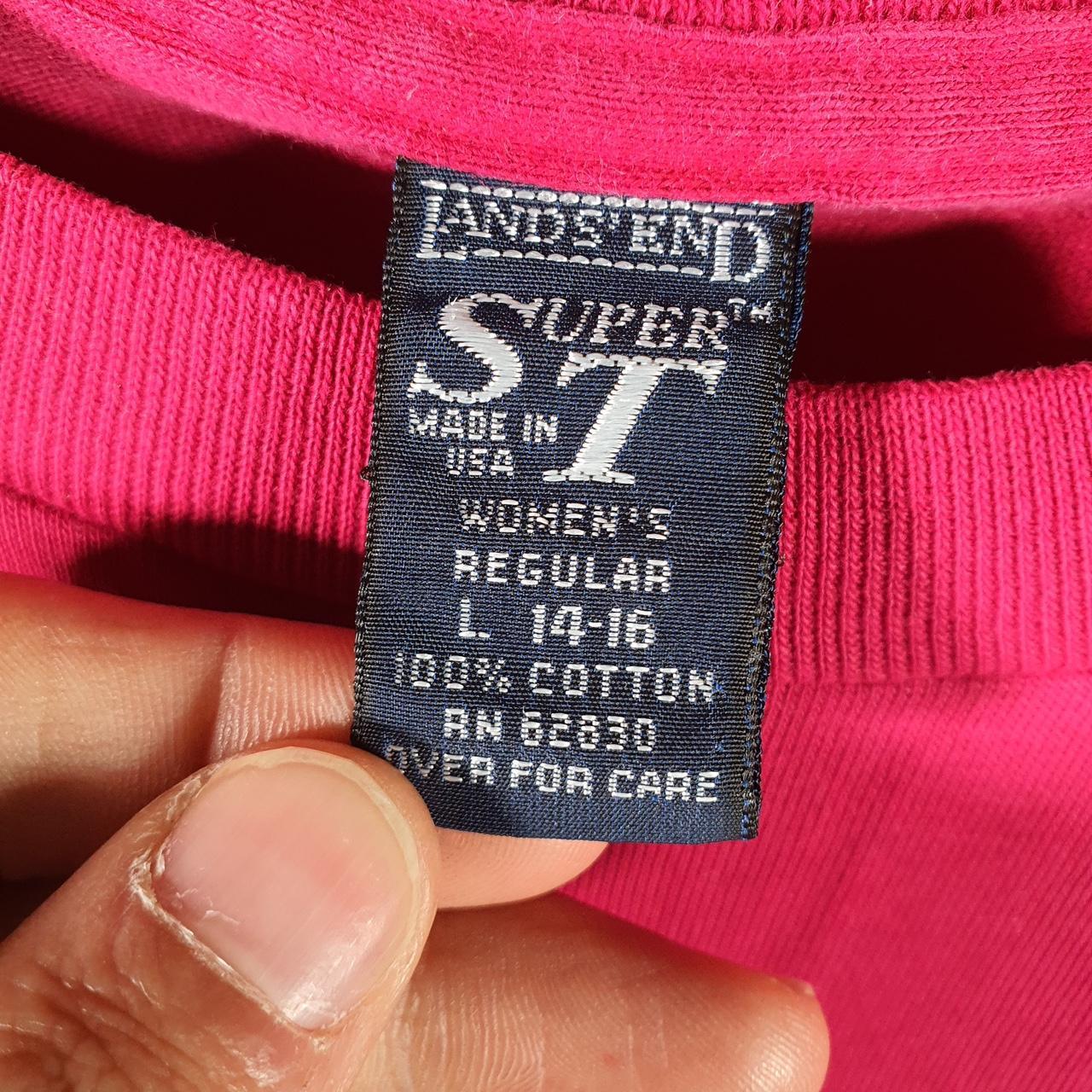 Vintage Lands End Super T Pocket 90s USA Single Stitch T Shirt Womens Large Pink
