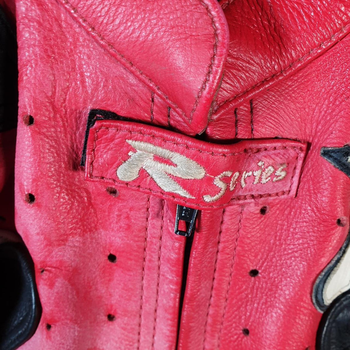 Vintage Frank Thomas R Series Motorcycle Jacket Mens XS Red Armoured Padded Shoulder Elbows