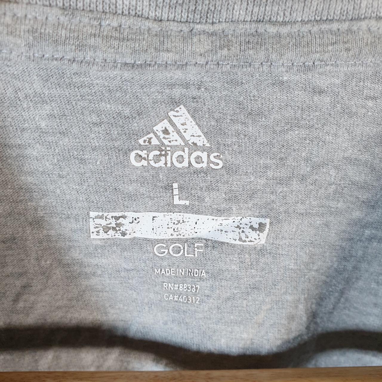 Vintage Adidas Golf T Shirt Men’s Large Grey Three Stripes Logo Athletic