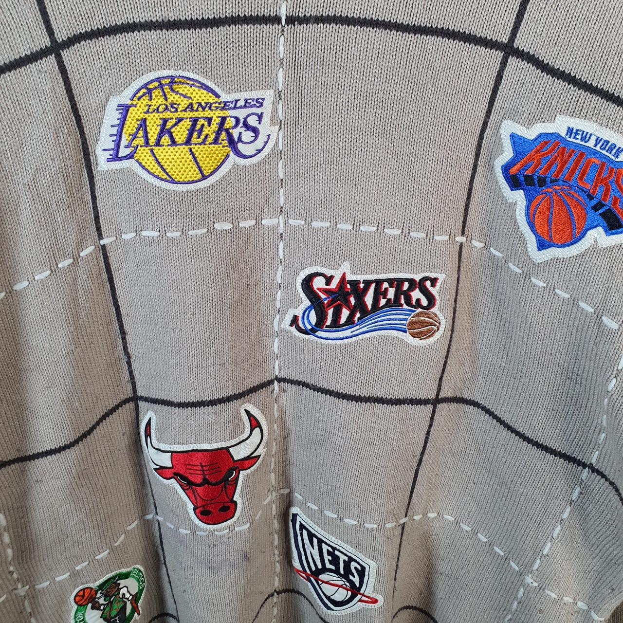 Vintage NBA Badges 90s Knit Sweater Men’s XL Brown Y2K Pullover American