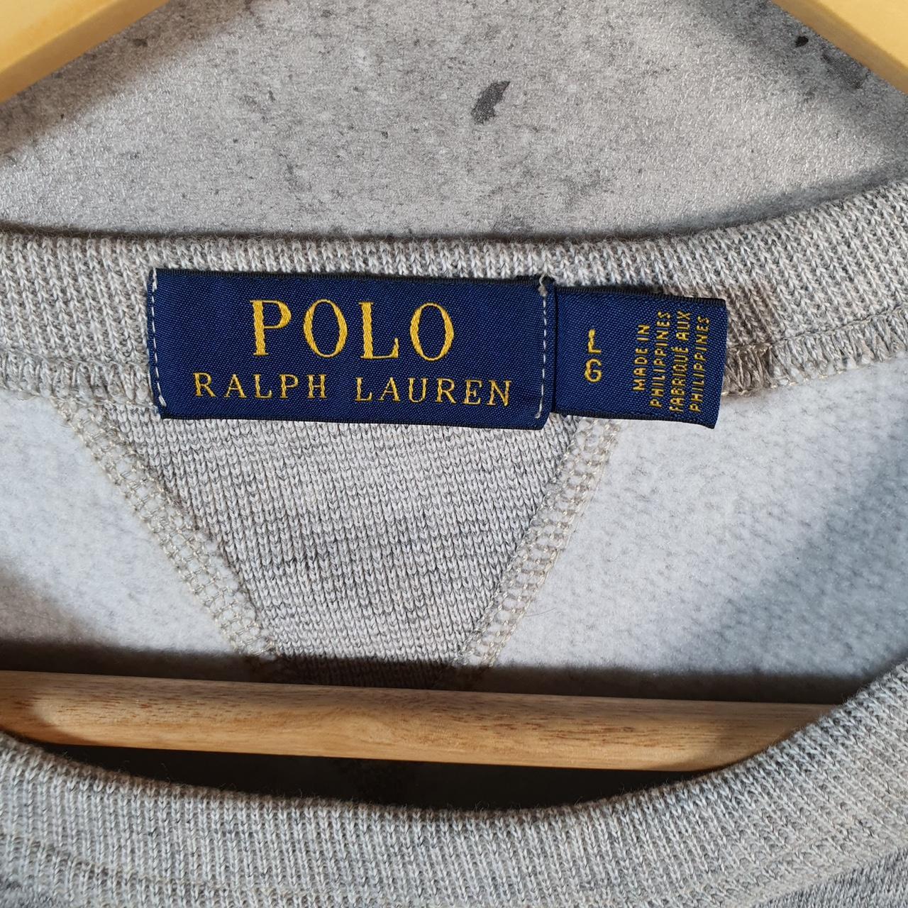 Vintage Ralph Lauren Polo Sweatshirt Men’s Large Grey Cotton Pullover Pony