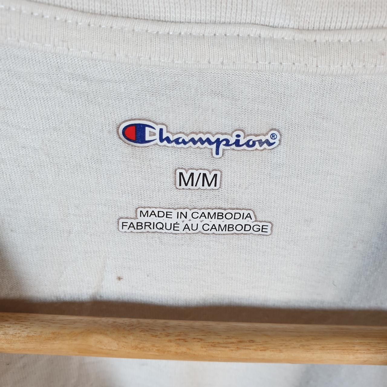 Vintage Champion Spellout Logo T Shirt Mens Medium White USA Athletic