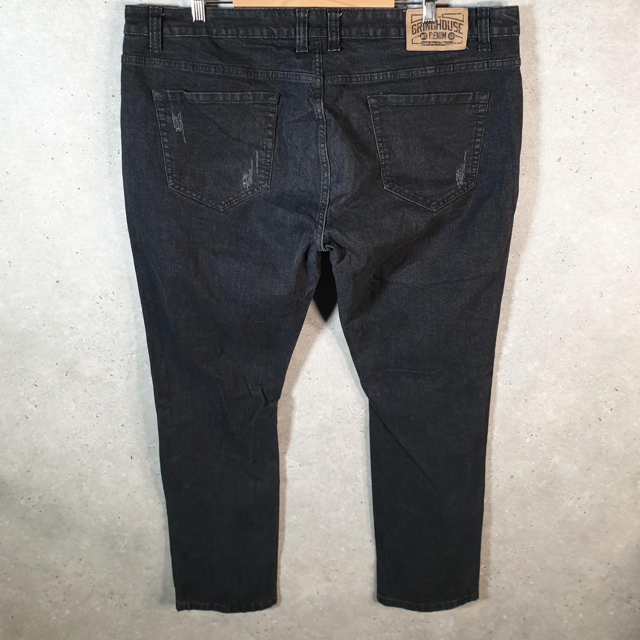 Vintage Grindhouse Baggy Y2K Hip Hop Jeans Mens W44 Black Embroidered Denim Big Fish Vintage