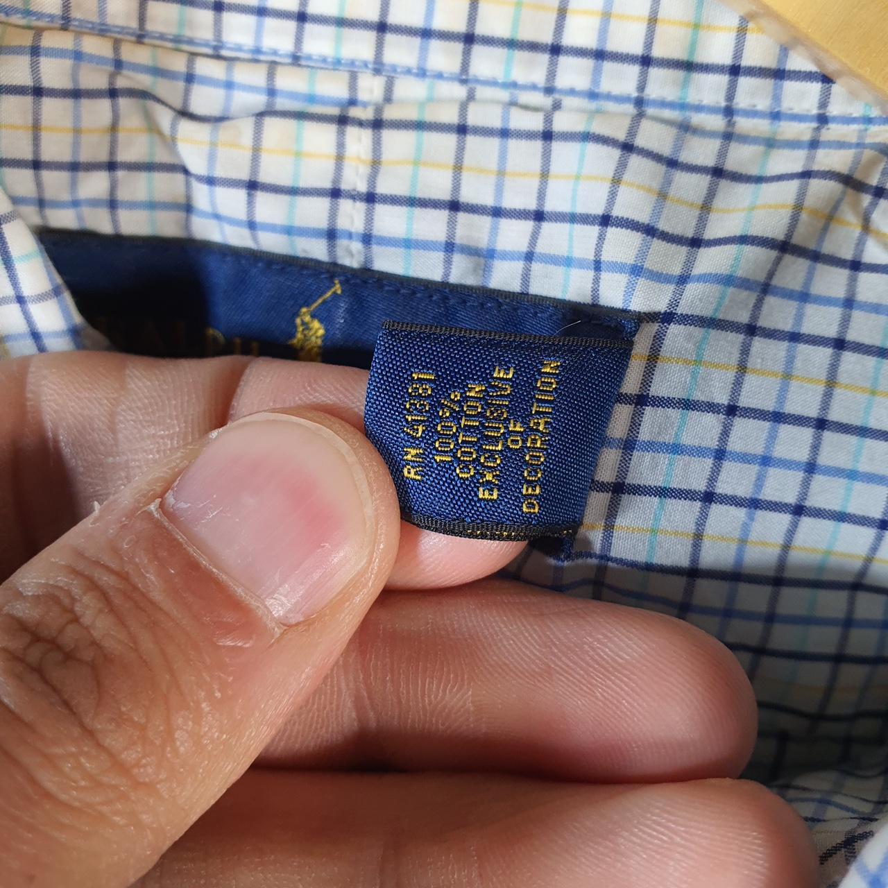Vintage Ralph Lauren Button Down Shirt Mens Medium Blue Checkered Cotton Pony