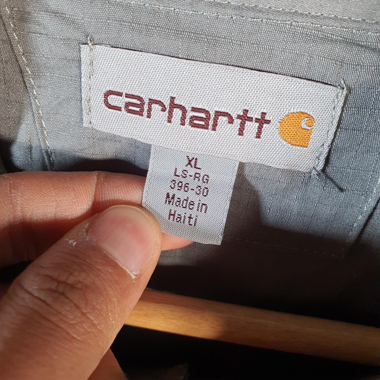 Vintage Carhartt Shirt Button Down Mens XL Grey Long Sleeve Utility Relaxed Fit