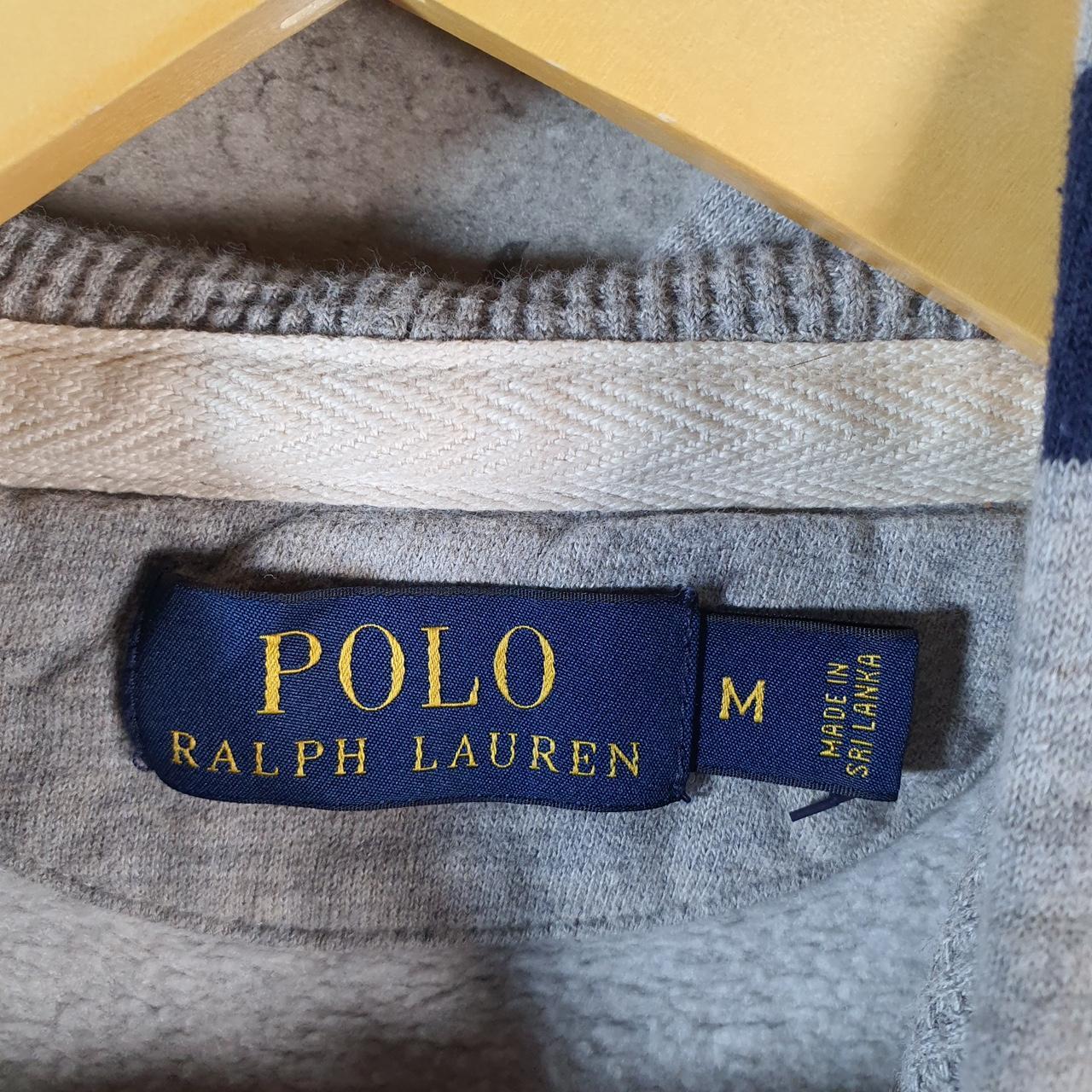 Vintage Ralph Lauren Polo Heavyweight Hoodie Womens Medium Grey Cotton Pullover 1/4 Button Pony