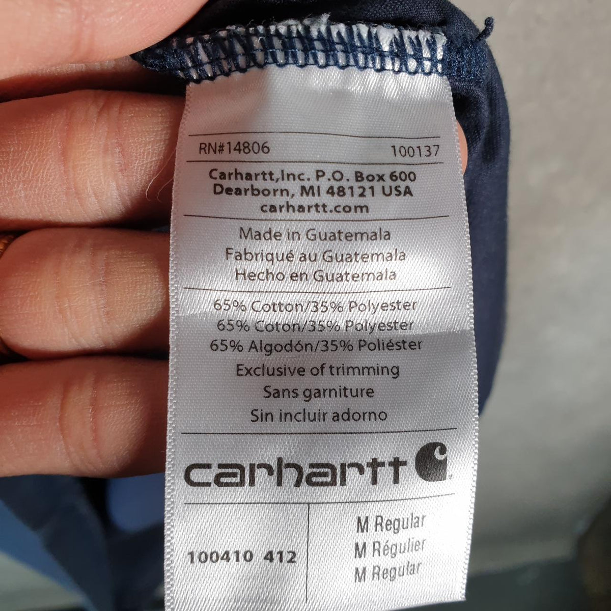 Vintage Carhartt Pocket T Shirt Men’s Medium Navy Blue Workwear Chore Utility Relaxed Fit C9297