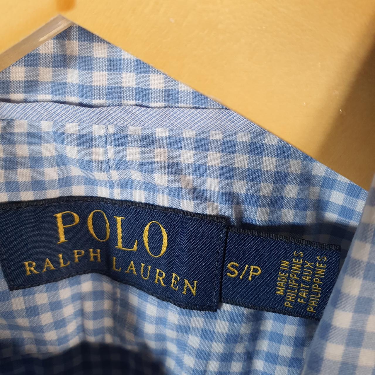 Vintage Ralph Lauren Button Down Shirt Men’s Small Blue Checkered Custom Fit Pony