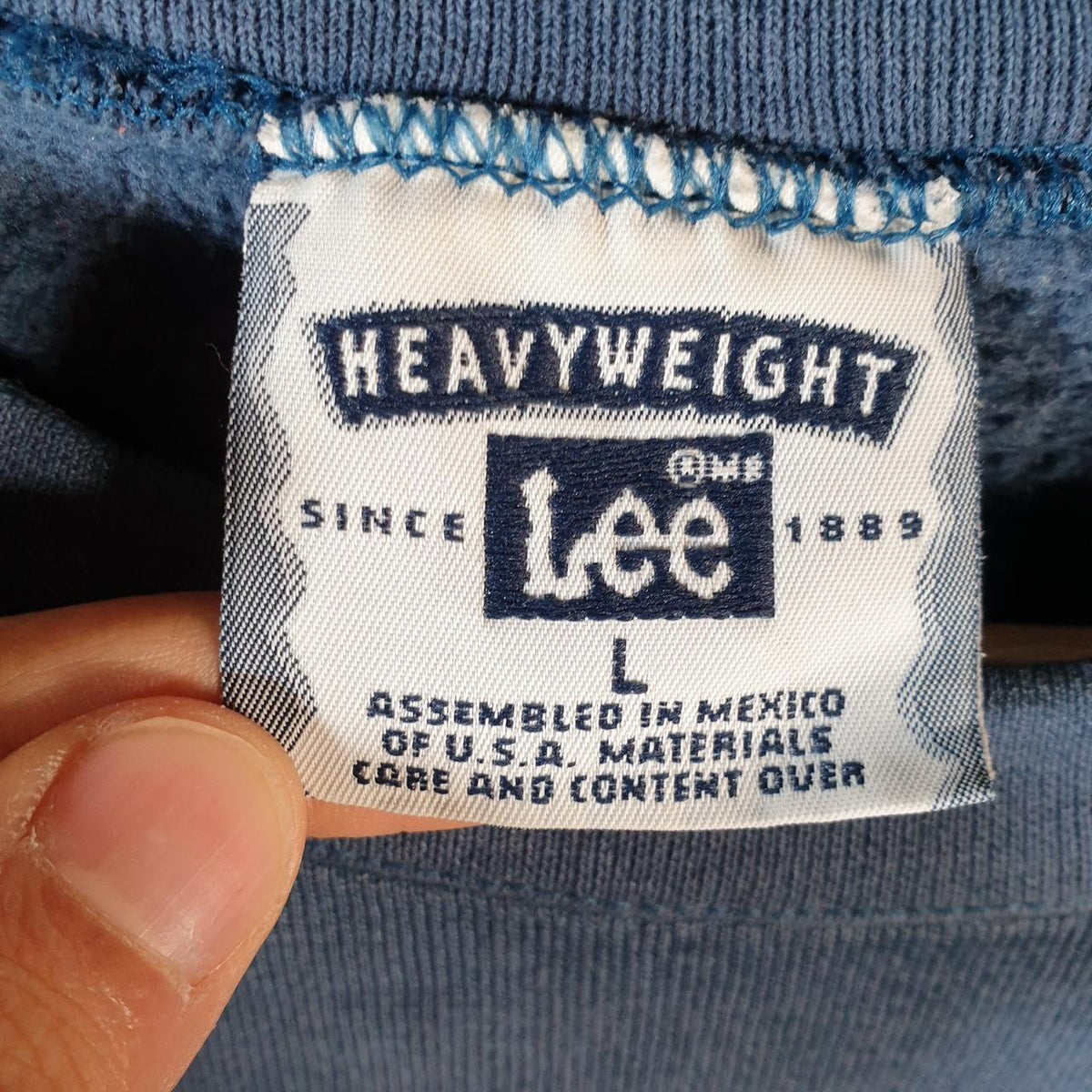 Vintage Lee Heavyweight Sweatshirt Men’s Large Blue USA Pullover Blank Baggy