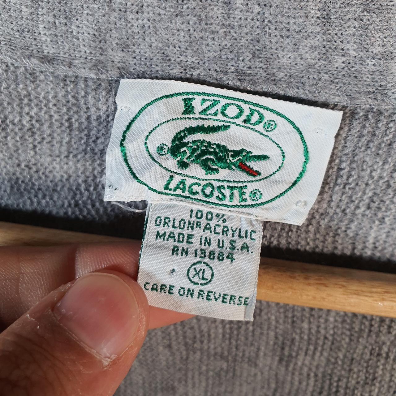Vintage Lacoste Izod Knit 90s Cardigan Men’s XL Grey Logo Y2K Jumper Logo