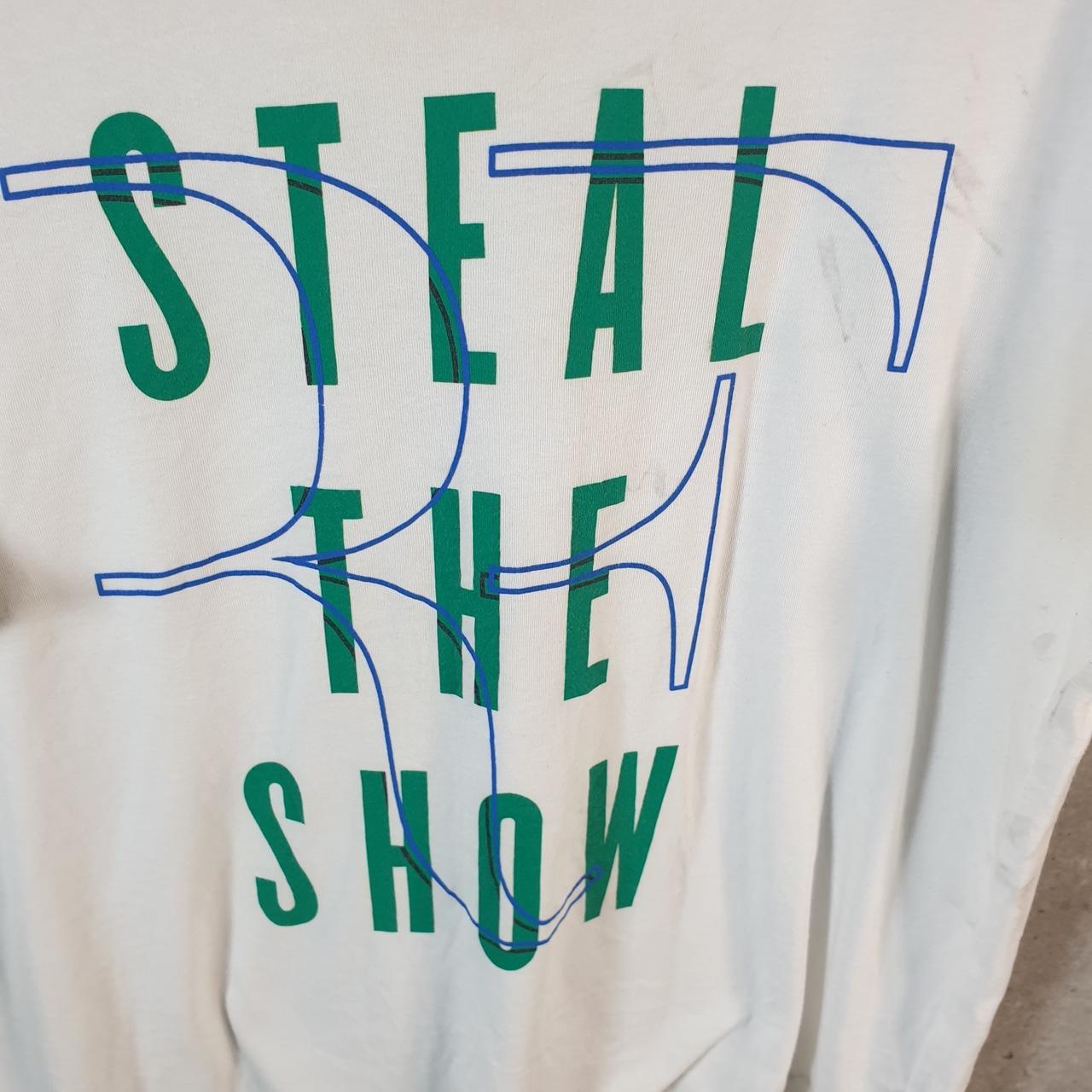 Vintage Nike Steal The Show Dri Fit Spellout T Shirt Men’s Large White Logo Swoosh Athletic