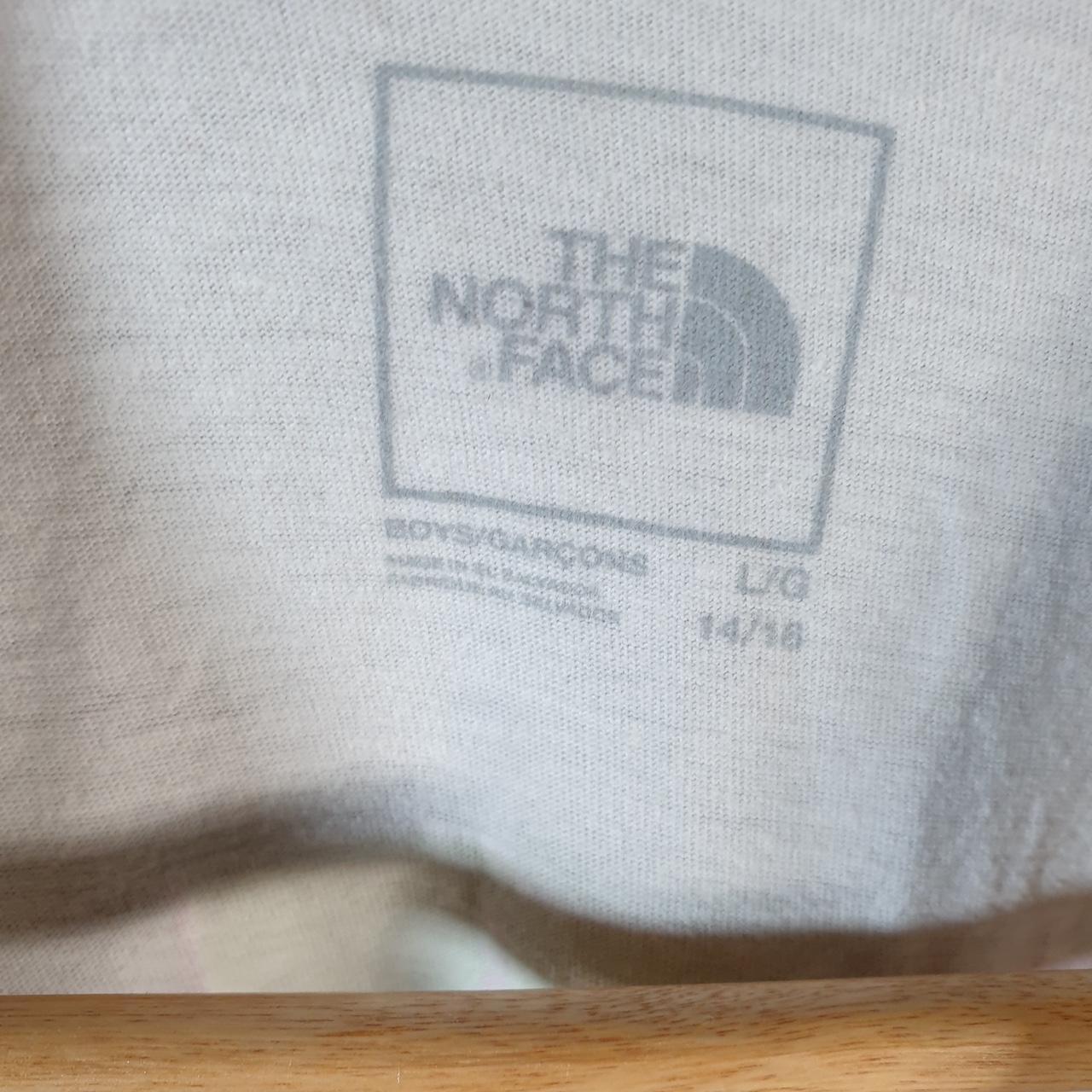 Vintage The North Face TNF Graphic Spellout T Shirt Boys Large White Logo Athletic