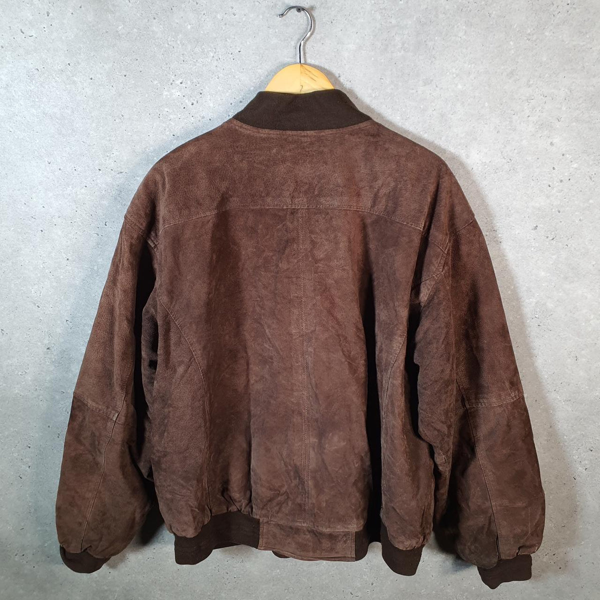 Vintage Croft & Barrow Seude Leather Bomber Jacket Mens XL Brown Hunting Utility USA Coat Big Fish Vintage