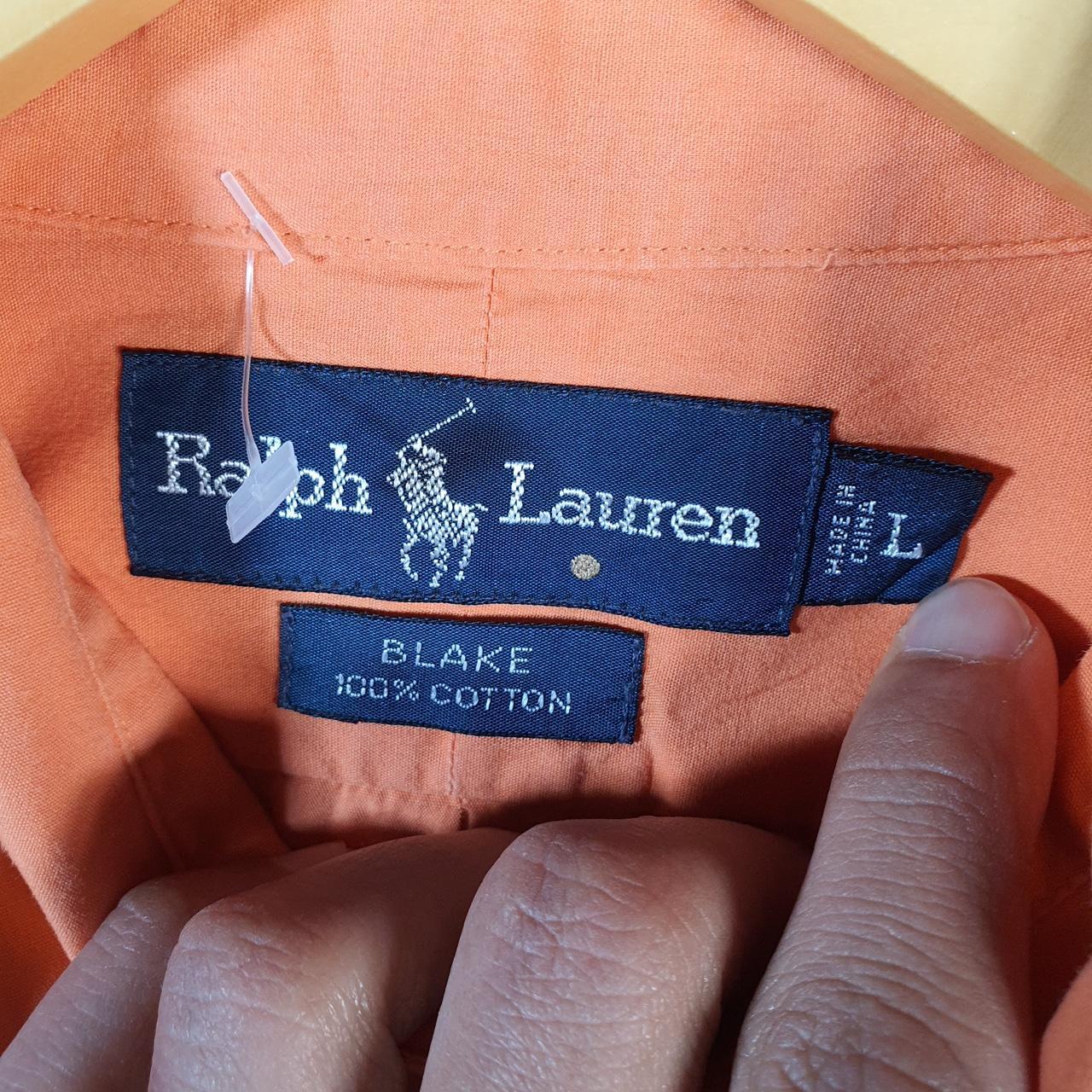 Vintage Ralph Lauren Button Down Shirt Men’s Large Orange Blake Fit Cotton Pony