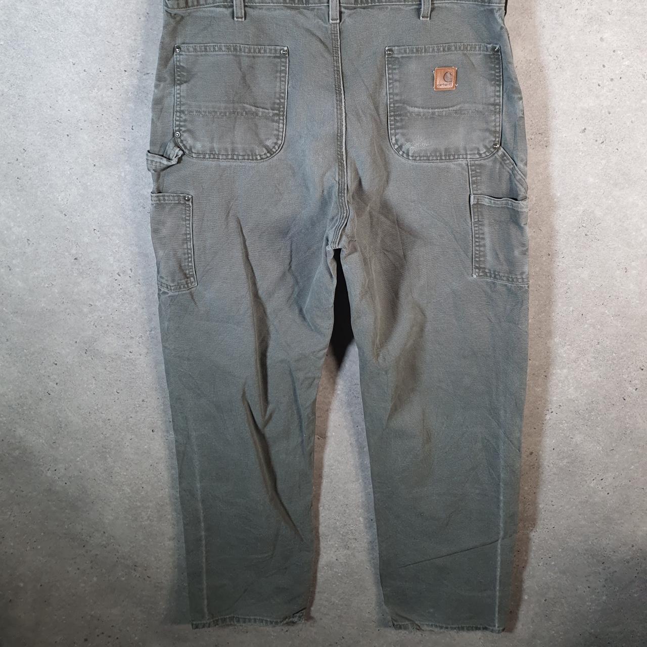 Vintage Carhartt Double Knee Carpenter Trousers Mens W38 L34 Khaki Green Dungaree Fit