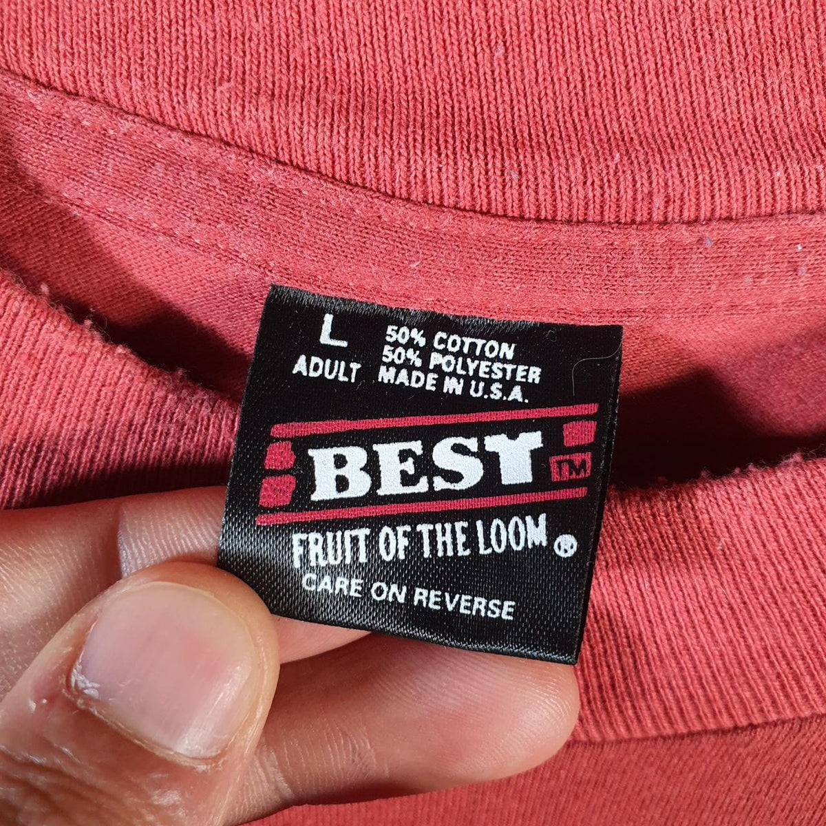 Vintage Fruit of the Loom Best Central Jersey Rifle Club USA Single Stitch T Shirt Men’s Large Red Big Fish Vintage