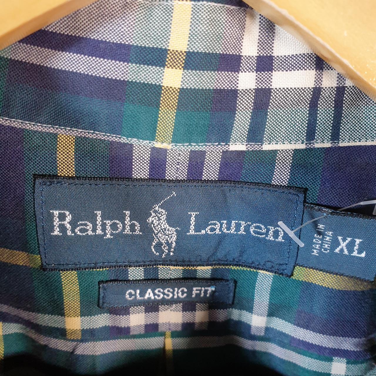 Vintage Ralph Lauren Button Down Shirt Men’s XL Green Checkered Classic Fit Cotton Pony Big Fish Vintage