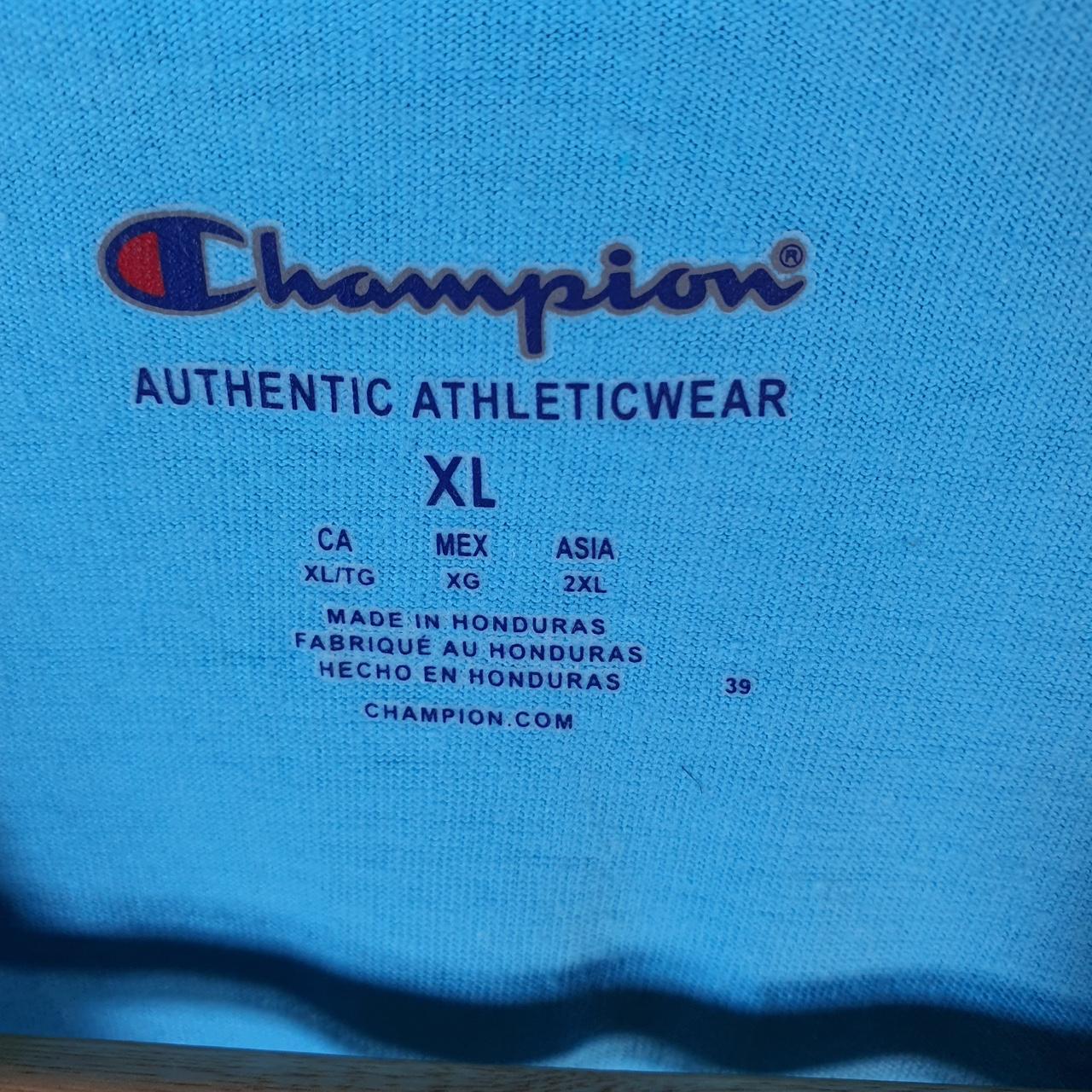 Vintage Champion Spellout Embroidered T Shirt Men’s XL Blue Casual Blank Athletic
