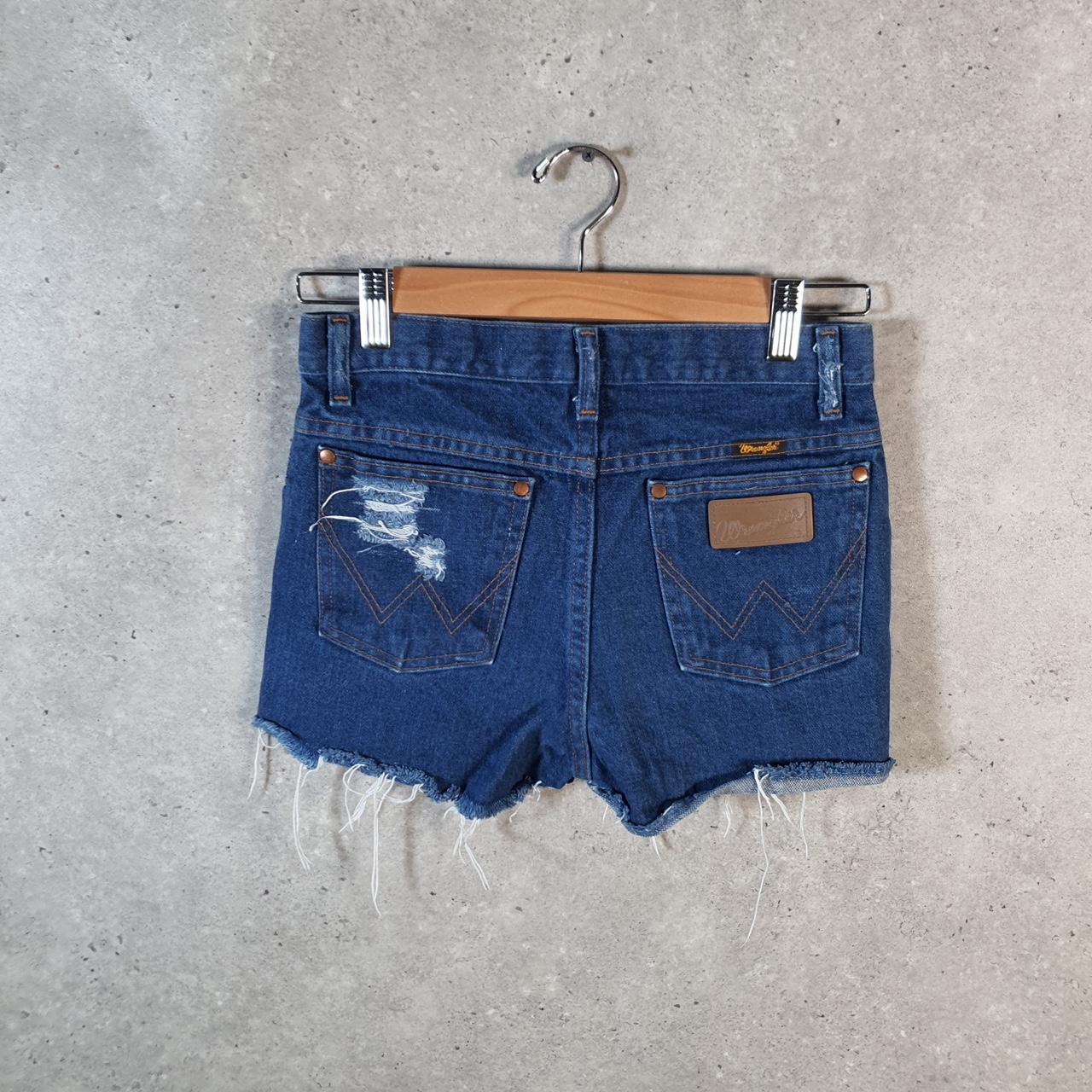 Vintage Wrangler Cut Off Baggy Shorts Jorts Cargo Womens W26 Blue Relaxed Denim