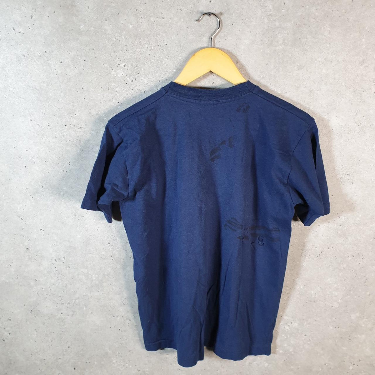 Vintage Reland Snakes Parrot Bird USA 90s Single Stitch T Shirt Men’s XS Navy Blue C8895