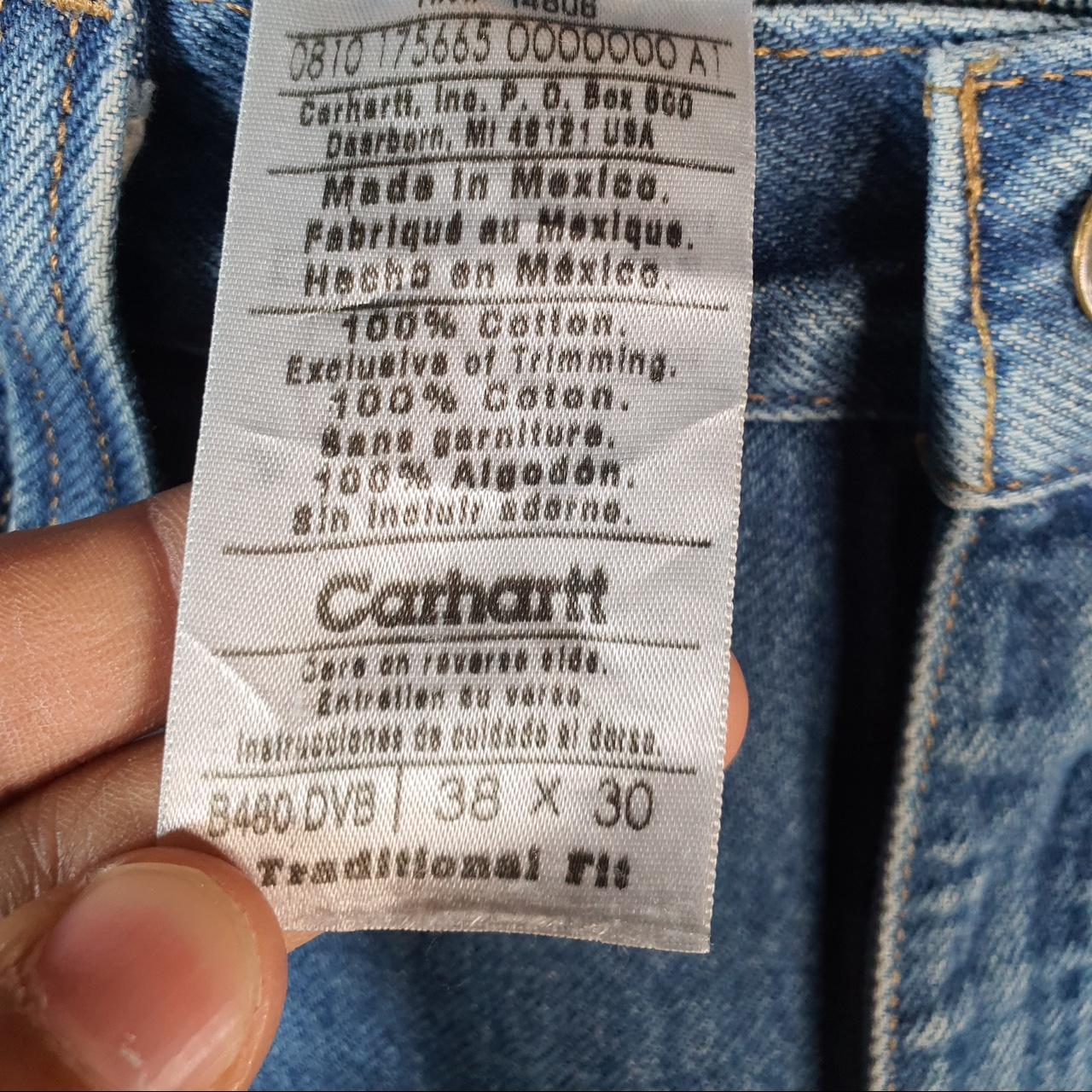 Vintage Carhartt Workwear Carpenter Jeans Mens W38 L30 Blue Denim Traditional Fit USA