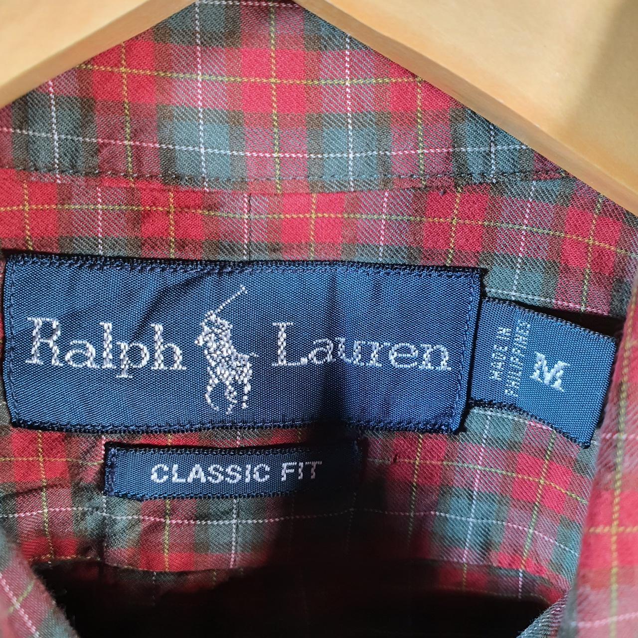 Vintage Ralph Lauren Button Down Shirt Men’s Medium Red Checkered Classic Pony Casual C8454