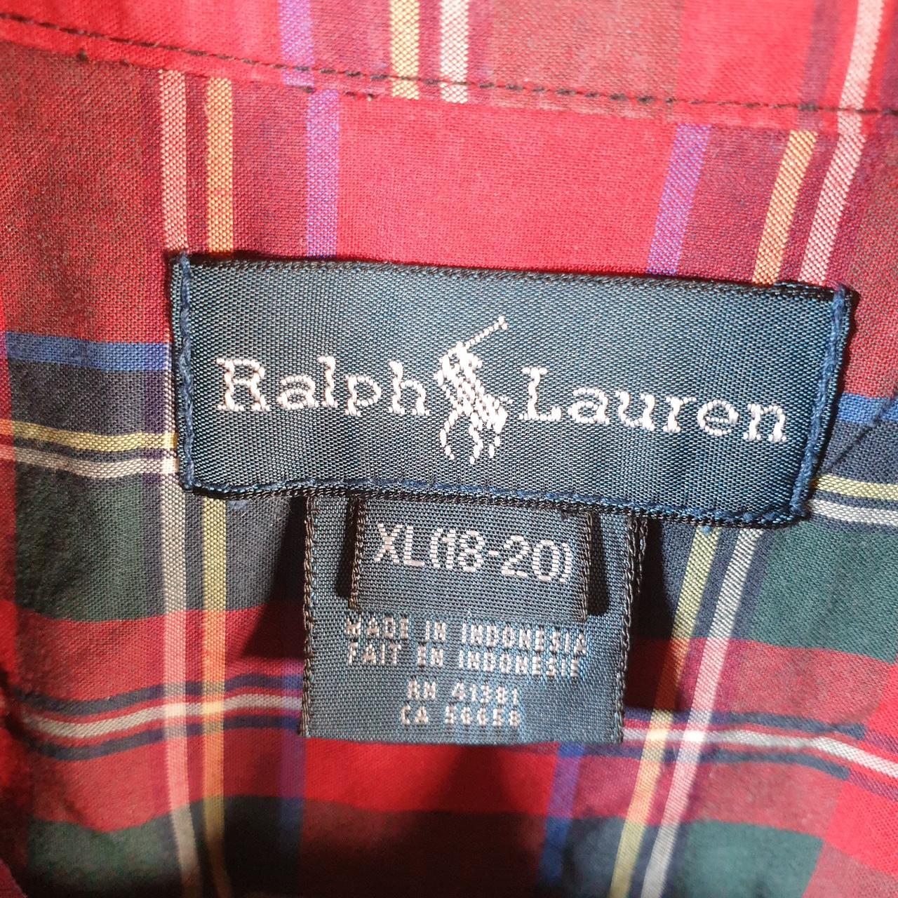 Vintage Ralph Lauren Button Down Shirt Womens XL Red Checkered Cotton Pony