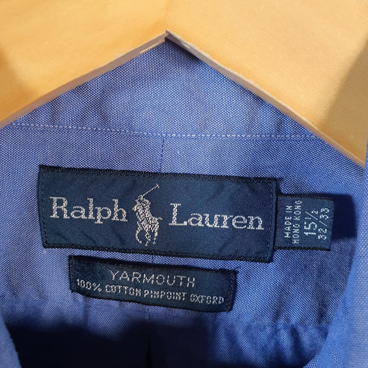Vintage Ralph Lauren Button Down Shirt Men’s Large Blue Yarmouth Fit Cotton Pony Big Fish Vintage