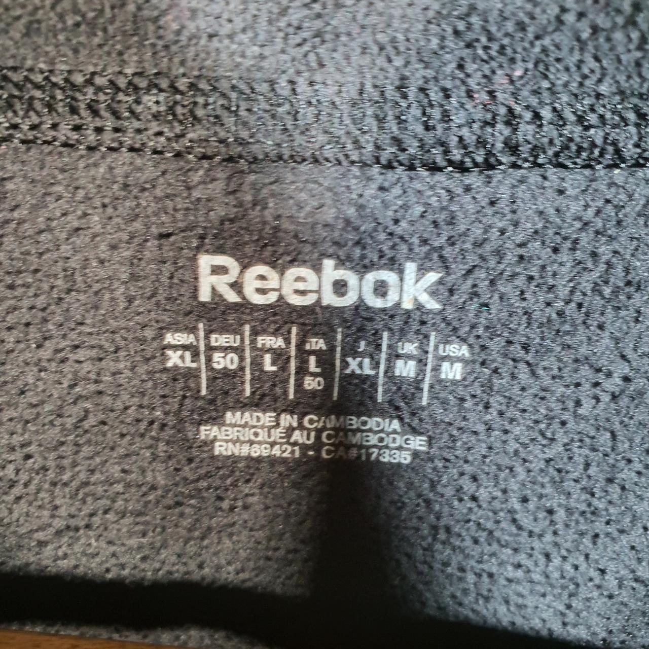 Reebok Full Zip Fleece Sweatshirt Mens Medium Black Embroidered Logo
