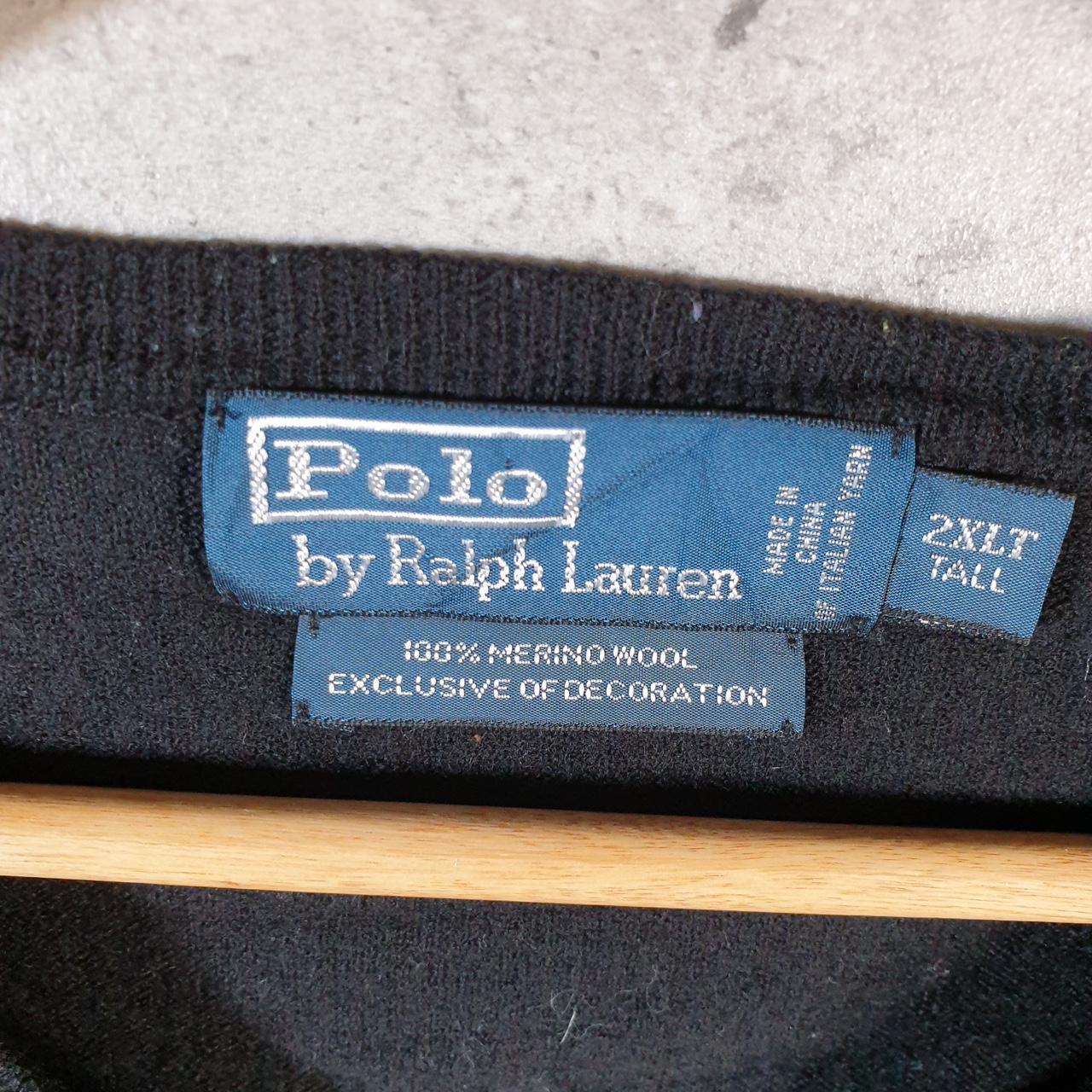 Vintage Ralph Lauren Polo Merino Wool Sweatshirt Men’s 2XL Black Cotton Pullover Pony