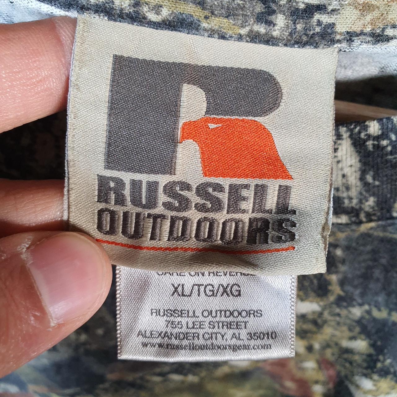 Vintage Russell Outdoors RealTree Camoflauge T Shirt Men’s XL Green Camo Short Sleeve