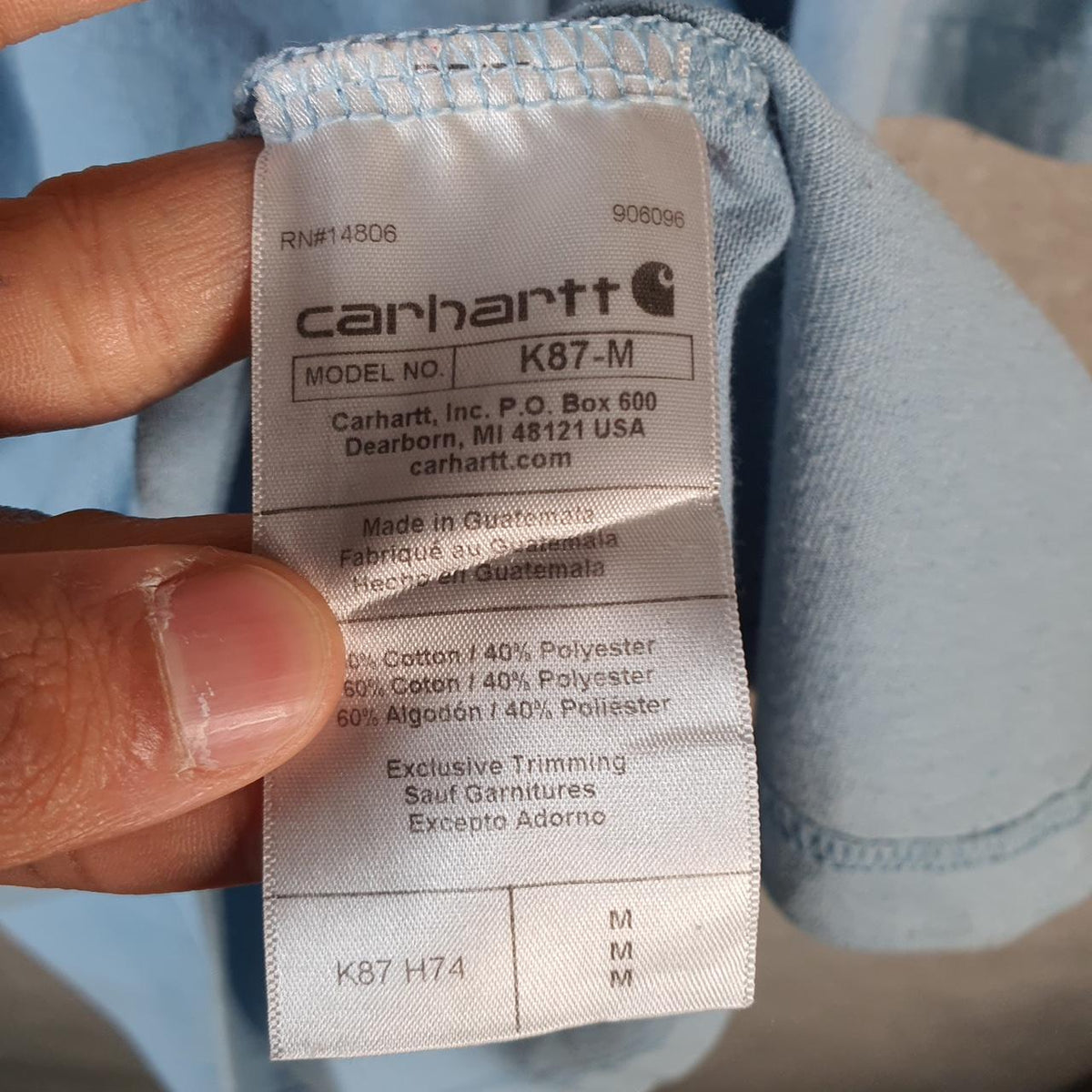 Vintage Carhartt Pocket T Shirt Men’s Medium Blue Workwear Chore Utility Loose Fit C9240