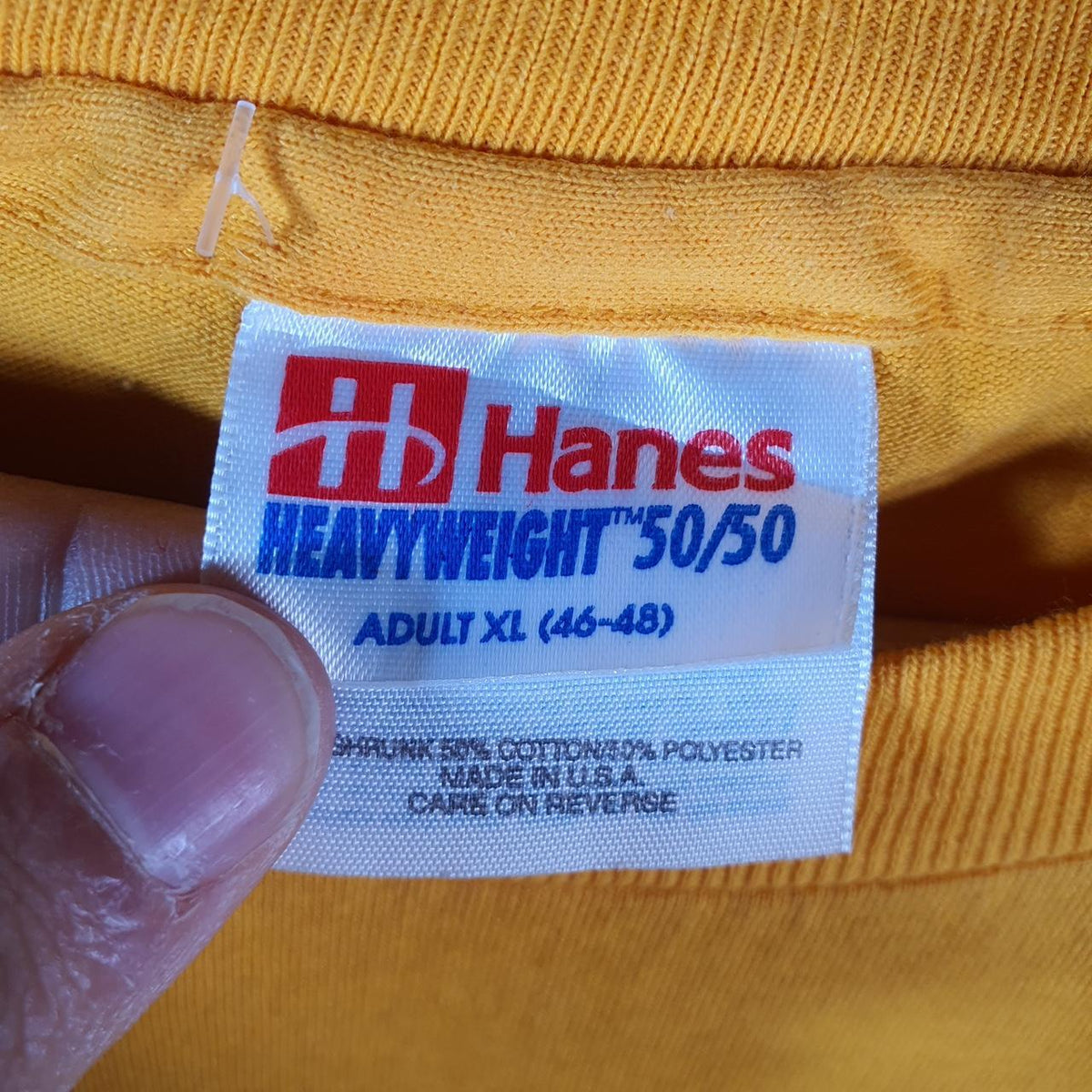 Vintage Hanes 50/50 Heavyweight Basketball USA Single Stitch T Shirt Men’s XL Orange Big Fish Vintage