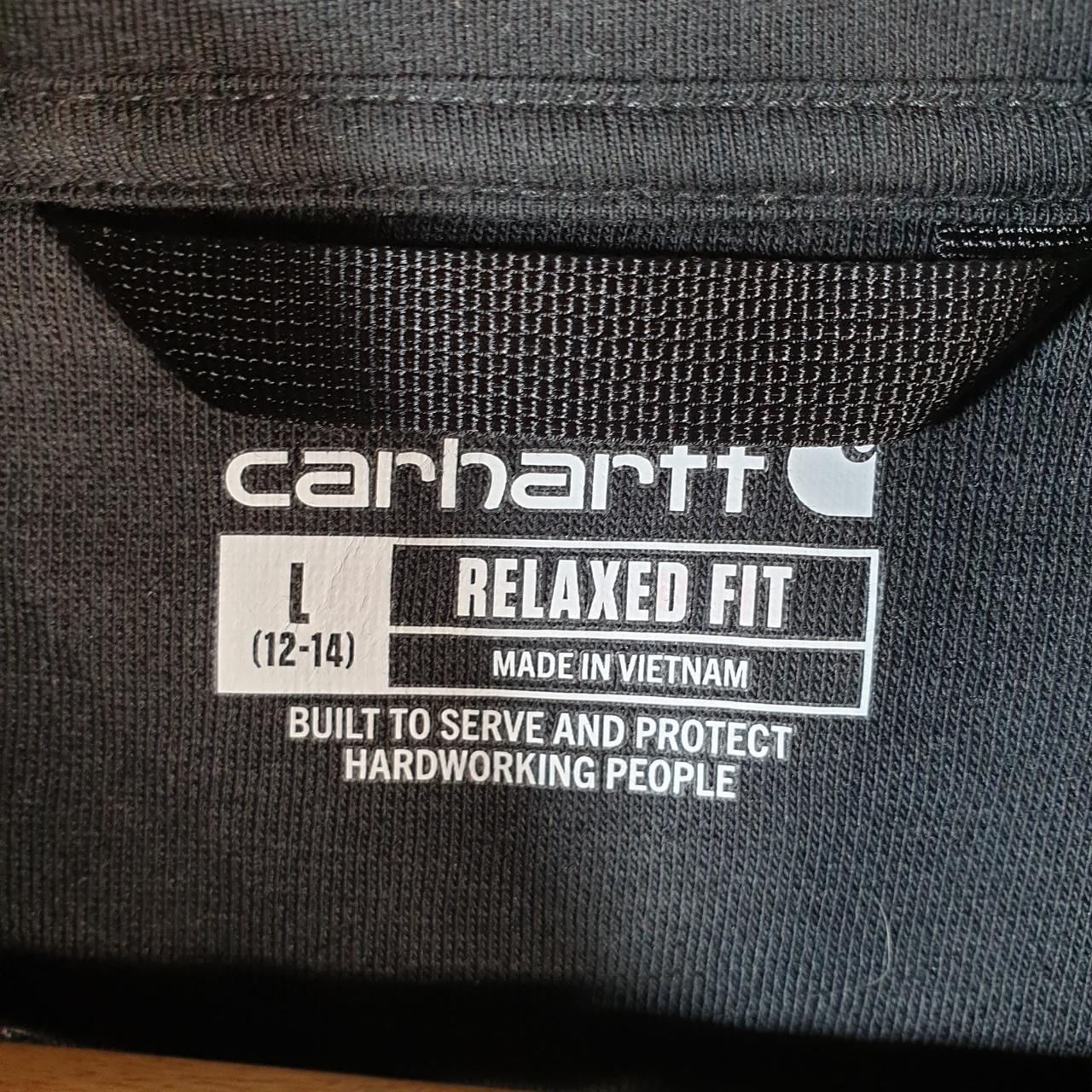 Vintage Carhartt Hoodie Womens Large Black Full Zip Sweatshirt USA Relaxed Fit