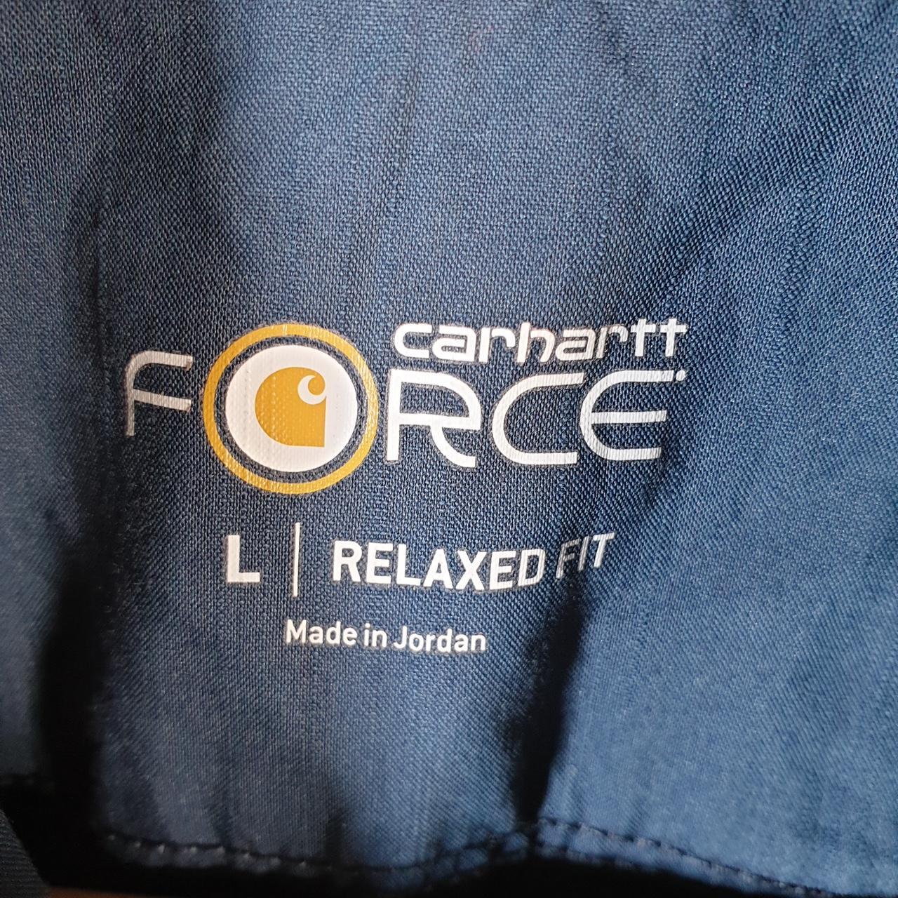Vintage Carhartt Shirt Button Down Mens Large Navy Blue Short Sleeve Utility Relaxed Fit