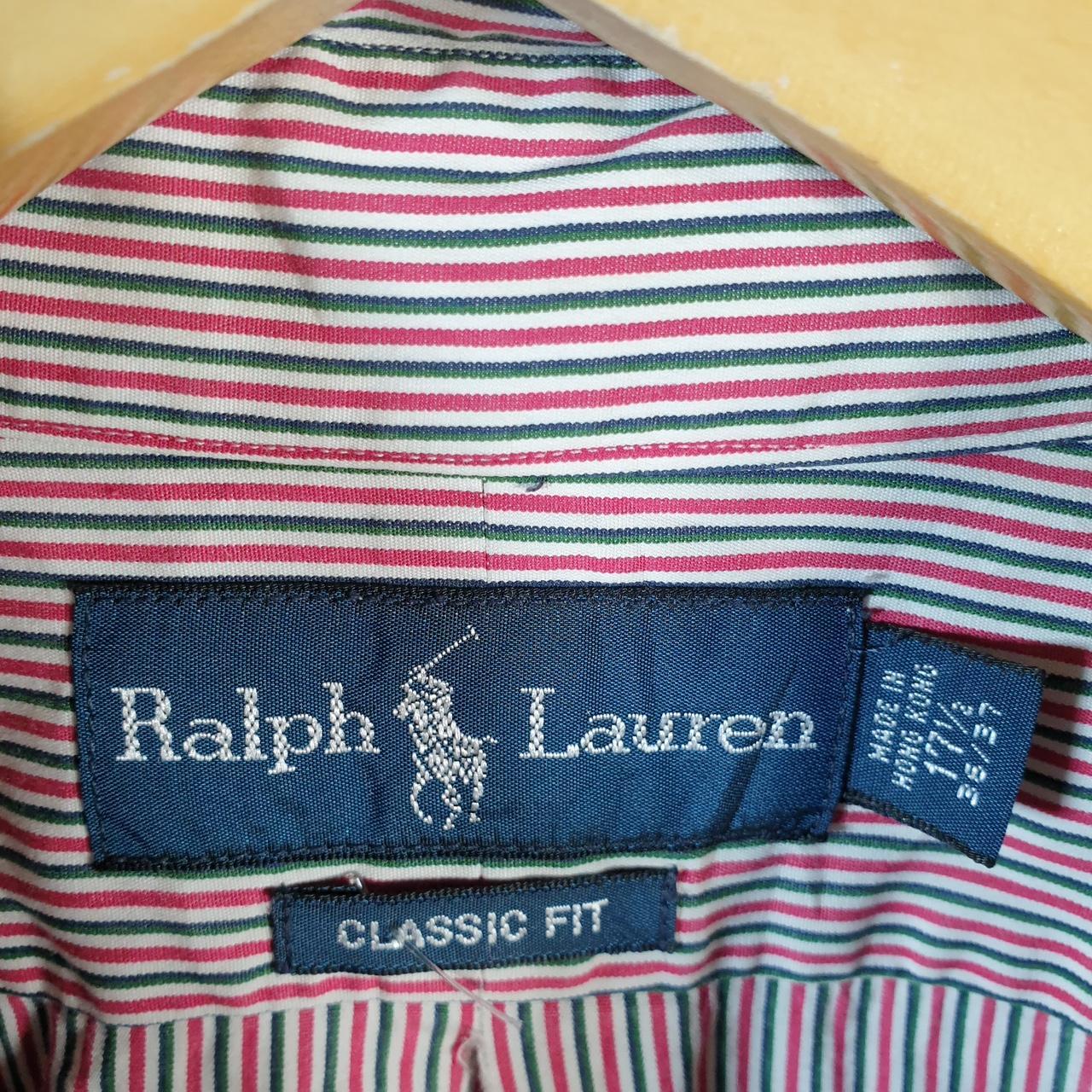 Vintage Ralph Lauren Button Down Shirt Men’s Large Pink Striped Classic Fit Pony Cotton Big Fish Vintage