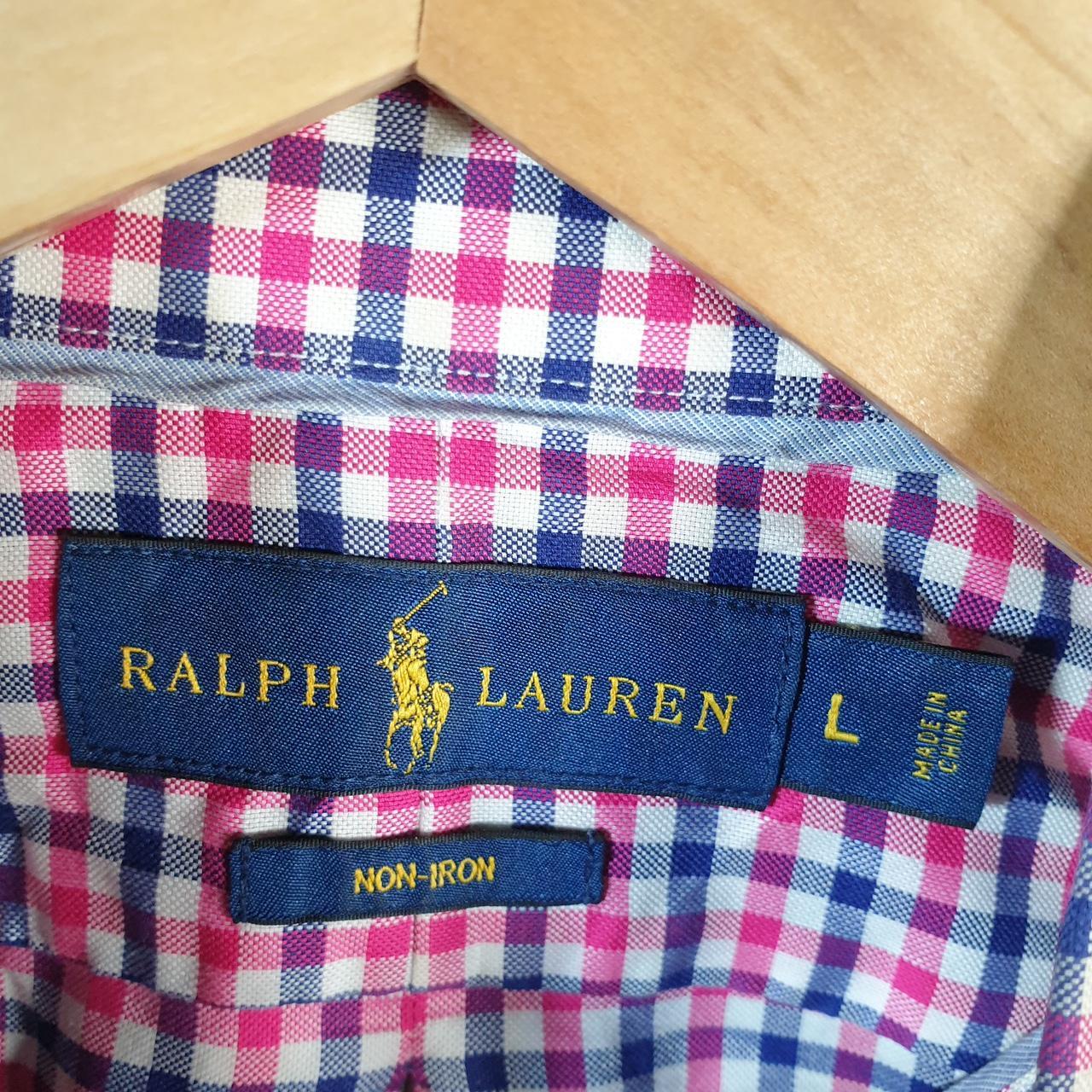 Vintage Ralph Lauren Button Down Shirt Men’s Large Pink Checkered Classic Fit Cotton Pony Big Fish Vintage