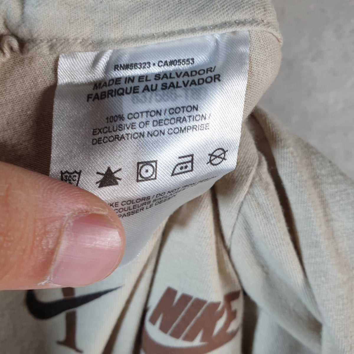 Vintage Nike Spellout All Over Print T Shirt Men’s Large Brown Logo Swoosh Athletic