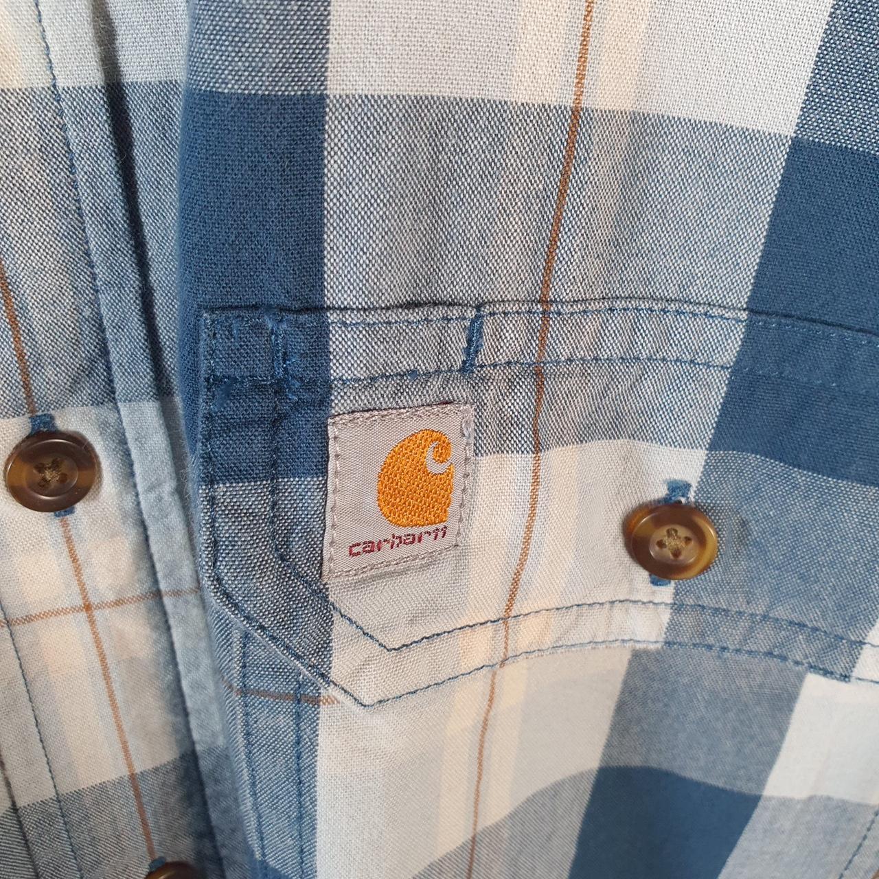 Vintage Carhartt Shirt Button Down Mens Medium Blue Short Sleeve Chore Utility Relaxed