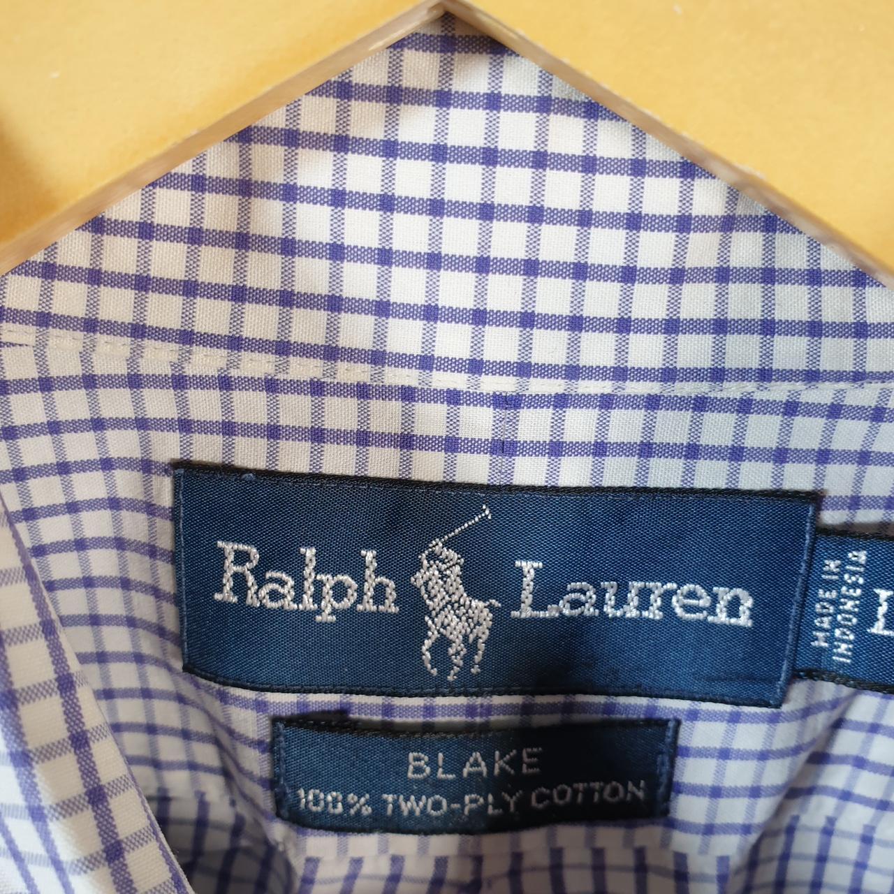 Vintage Ralph Lauren Button Down Shirt Men’s Large Blue Checkered Blake Cotton Pony
