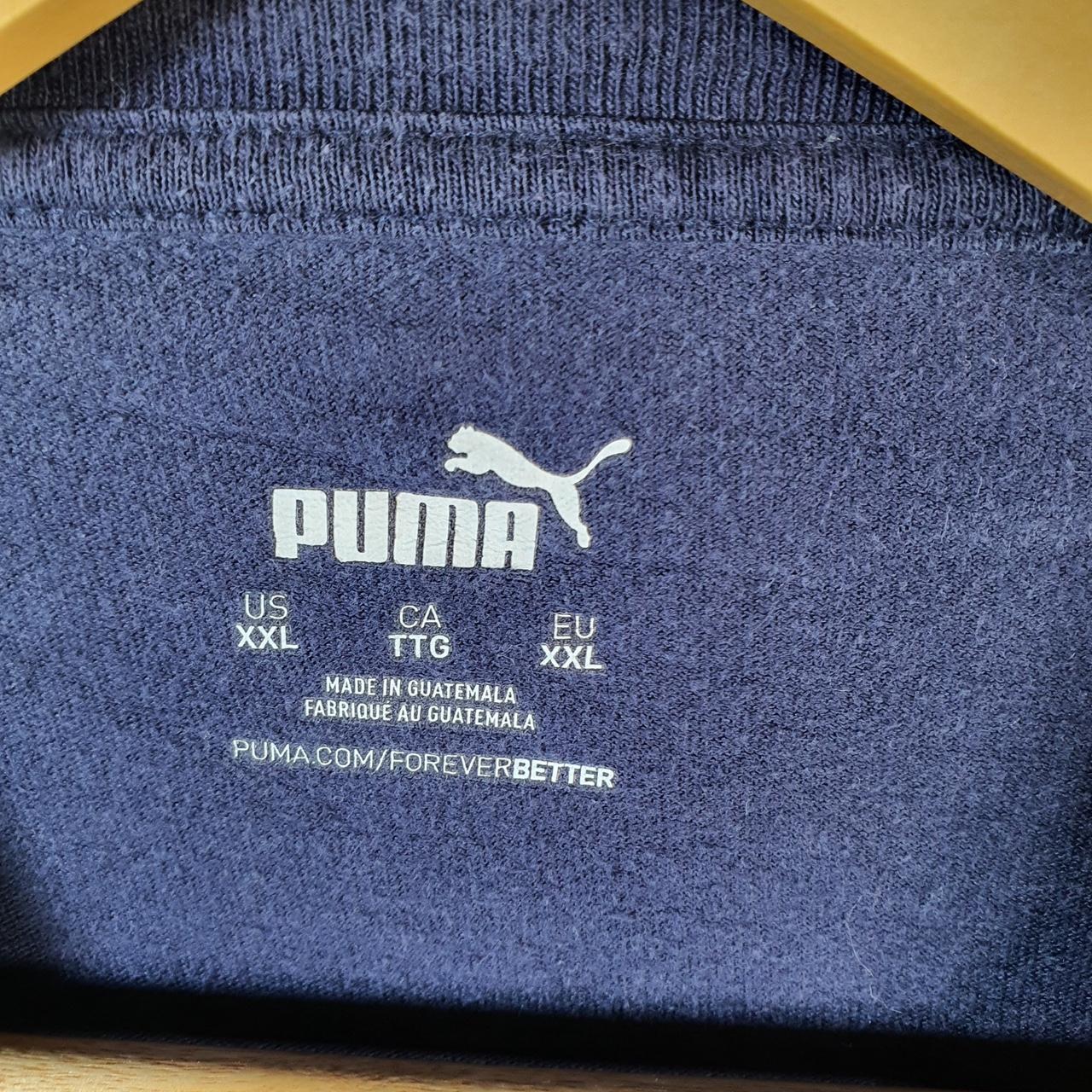 Vintage Puma Spellout T Shirt Men’s 2XL Navy Blue sports Logo Athletic