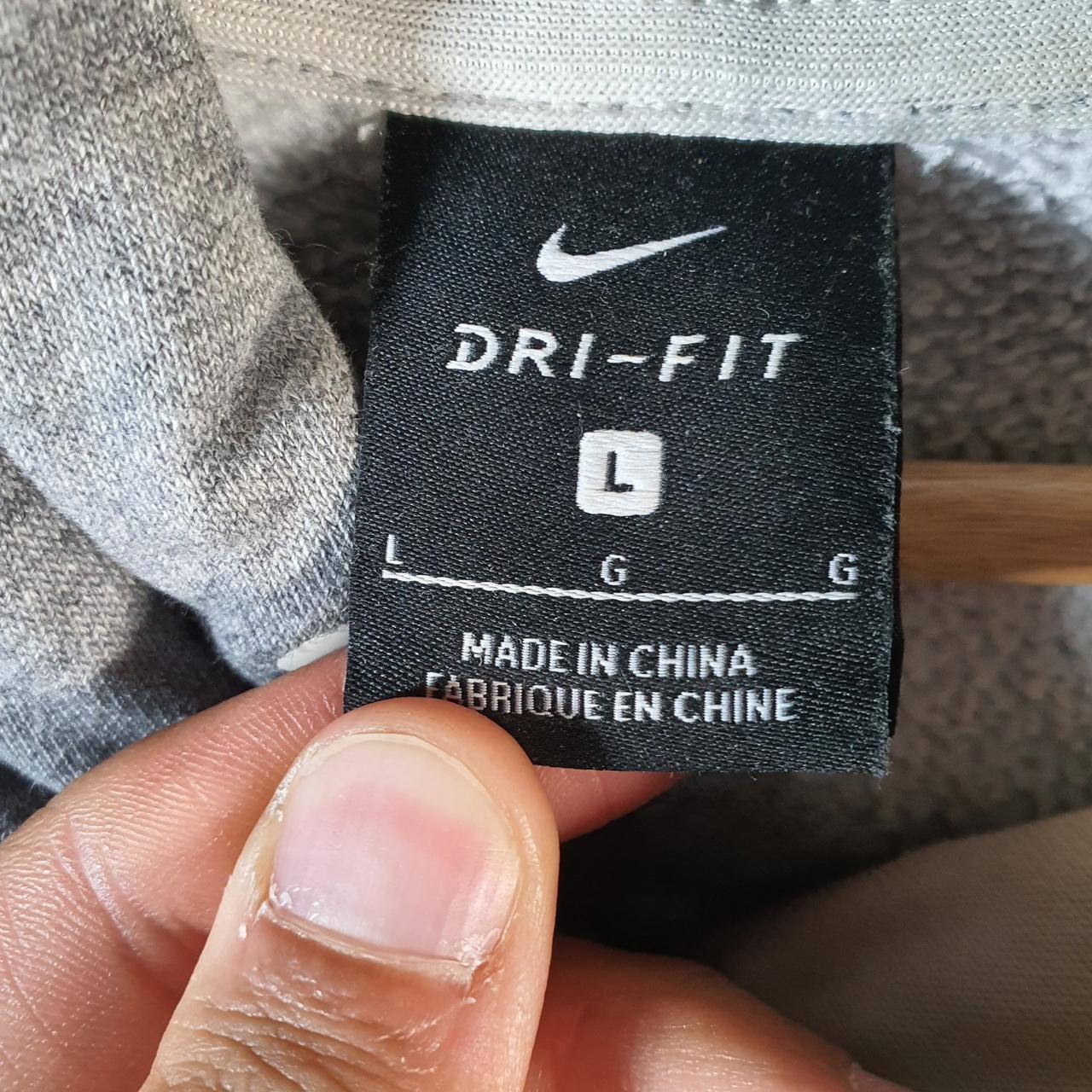 Vintage Nike Dri Fit Swoosh Spellout Hoodie Men’s Large Grey Embroidered Y2K