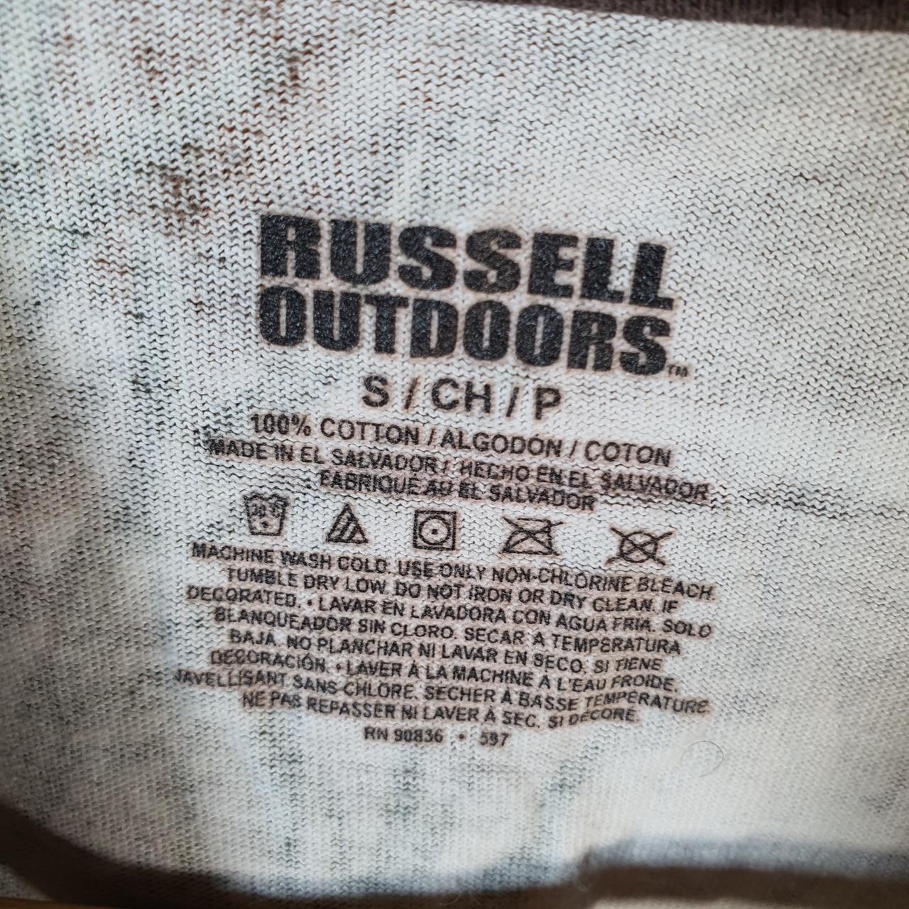 Vintage Russell Outdoors RealTree Camoflauge T Shirt Men’s M Green Camo Short Sleeve