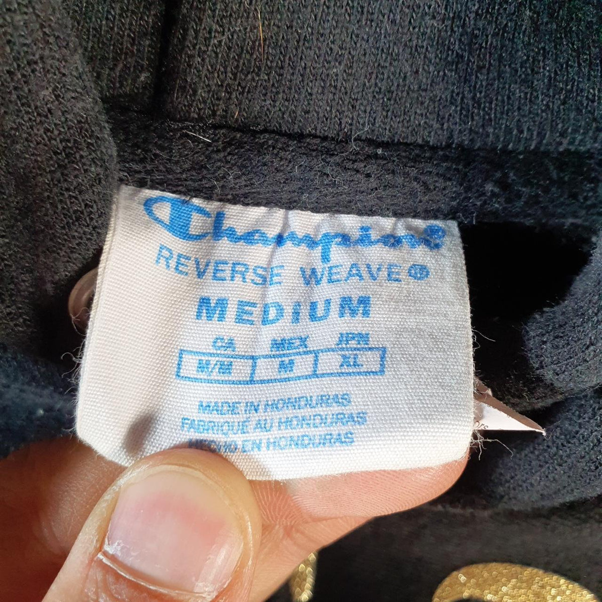 Vintage Champion Reverse Weave Spellout Hoodie Men’s Medium Black Pullover Embroidered