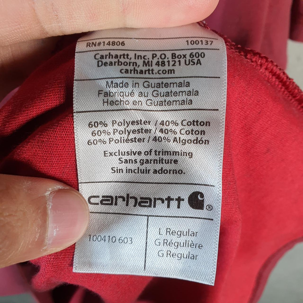 Vintage Carhartt Pocket T Shirt Men’s Large Red Workwear Chore Utility Relaxed Fit C9217