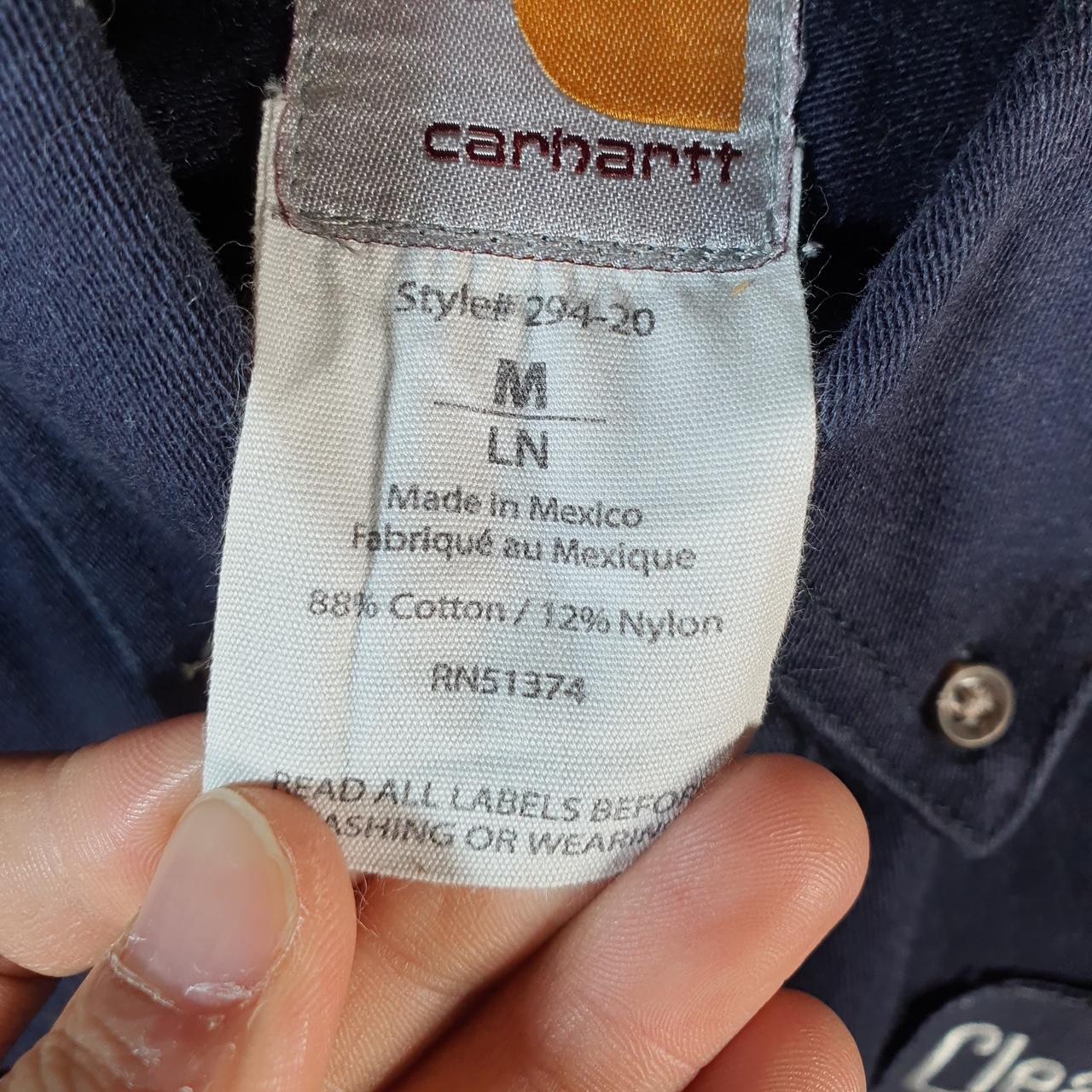 Vintage Carhartt FR Shirt Button Down Mens Medium Blue Chore Utility Relaxed - Big Fish Vintage