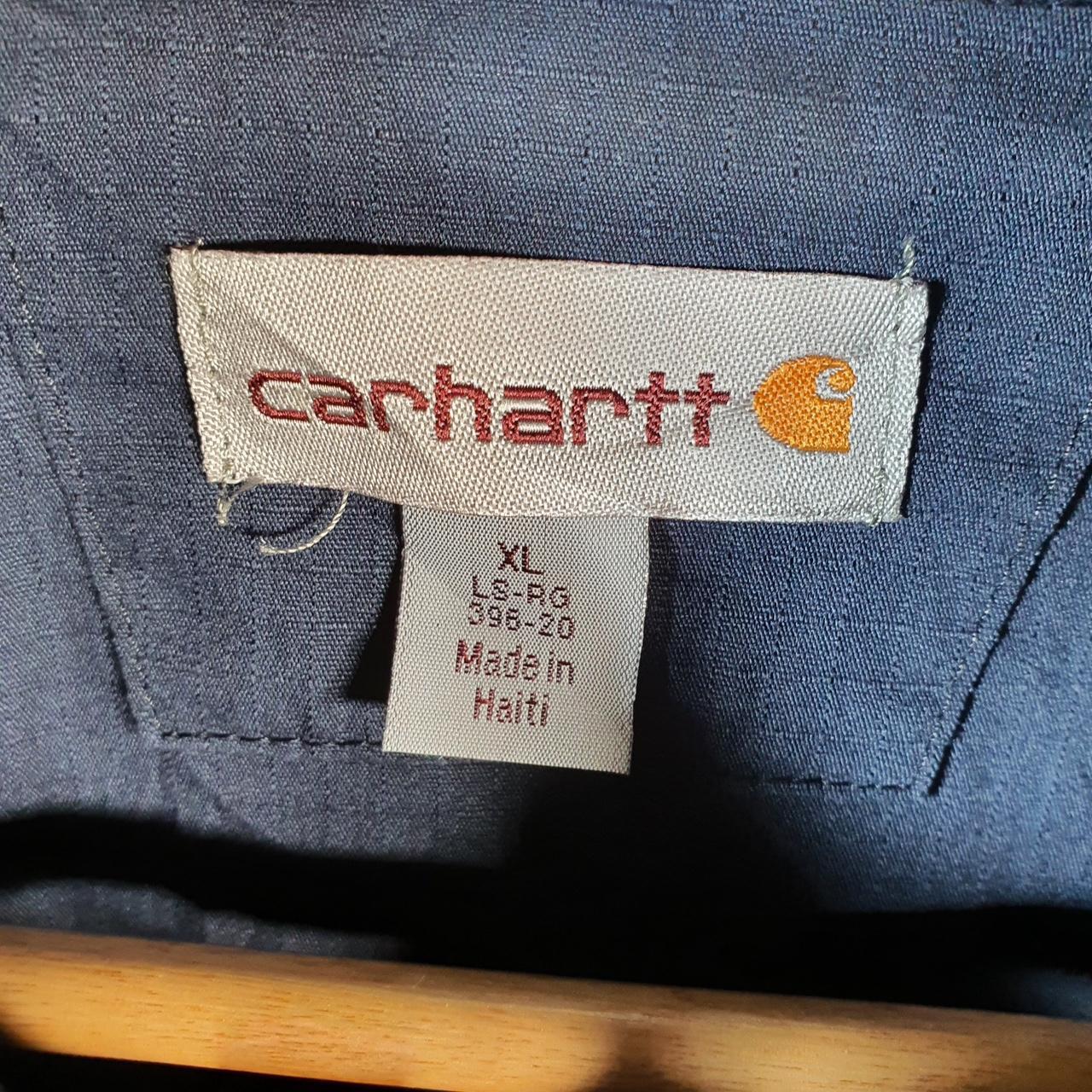 Vintage Carhartt Shirt Button Down Mens XL Navy Blue Long Sleeve Relaxed Fit