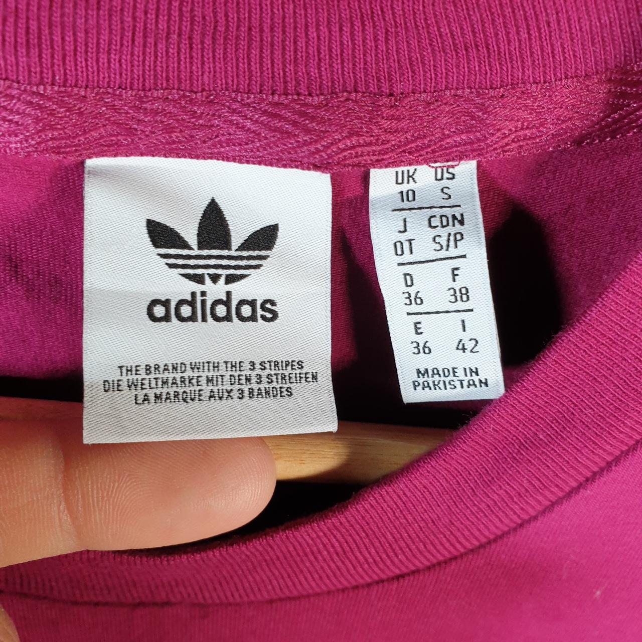 Vintage Adidas Trefoil Retro T Shirt Womens Small Pink Three Stripes Logo Athletic