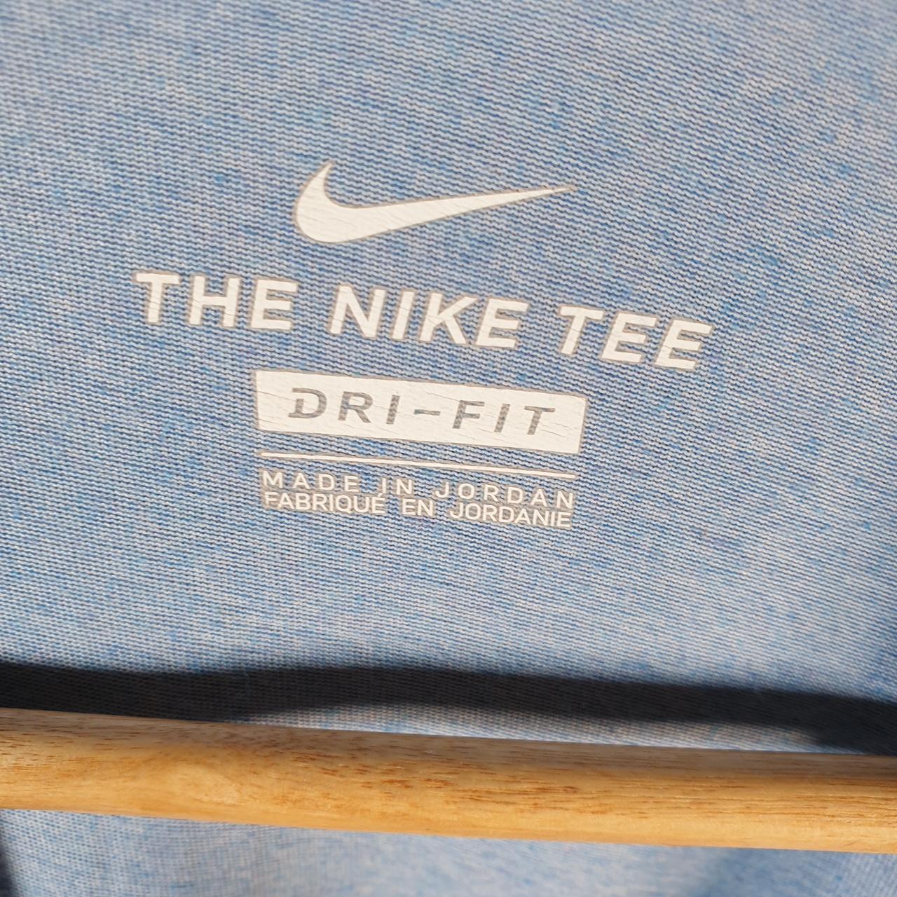 Vintage Nike Dri Fit T Shirt Men’s Medium Blue Logo Printed Swoosh Athletic