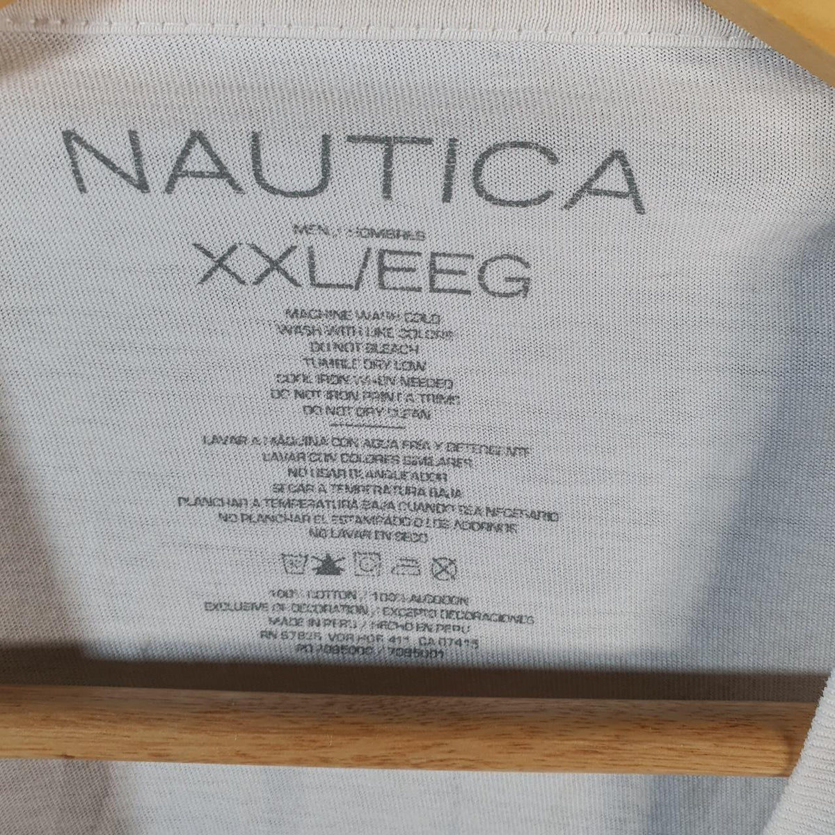 Vintage Nautica Sailing Graphic T Shirt Men’s 2XL White Casual Sports Logo Athletic